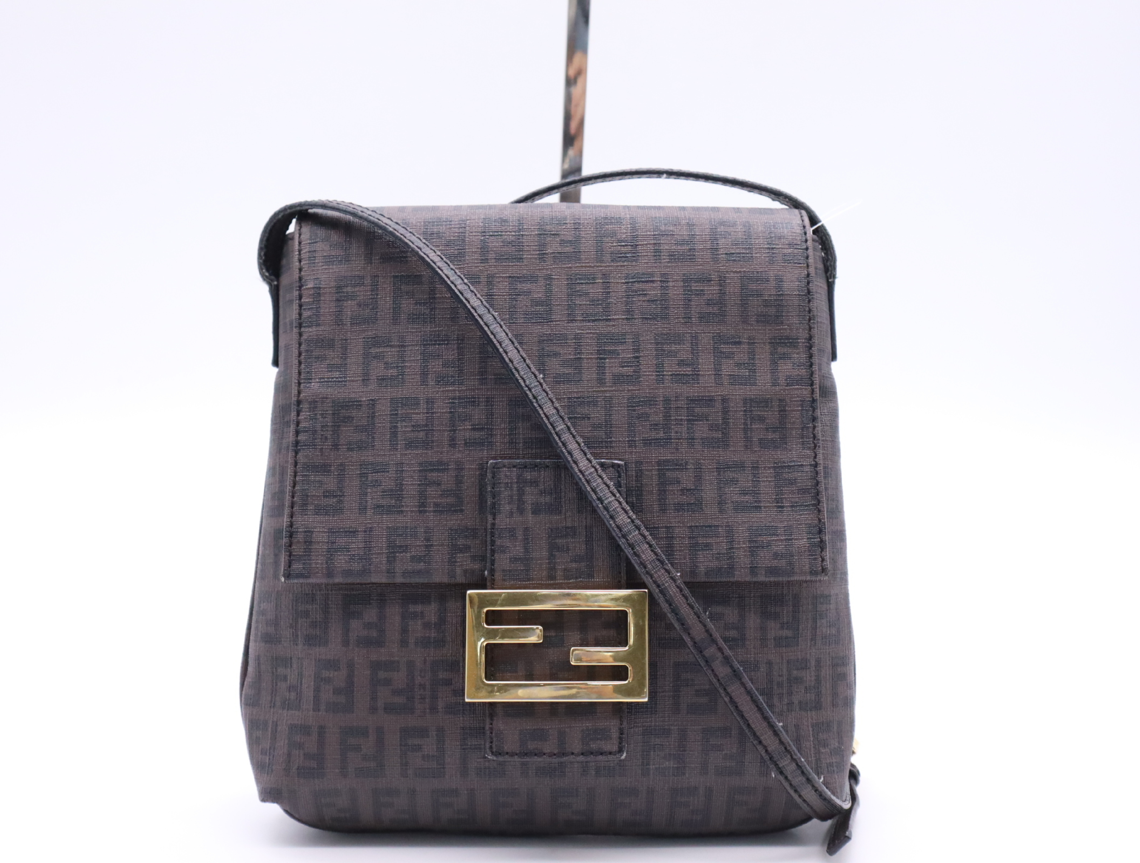 Canvas Zucchino Brown Gold Hardware Shoulder Bag