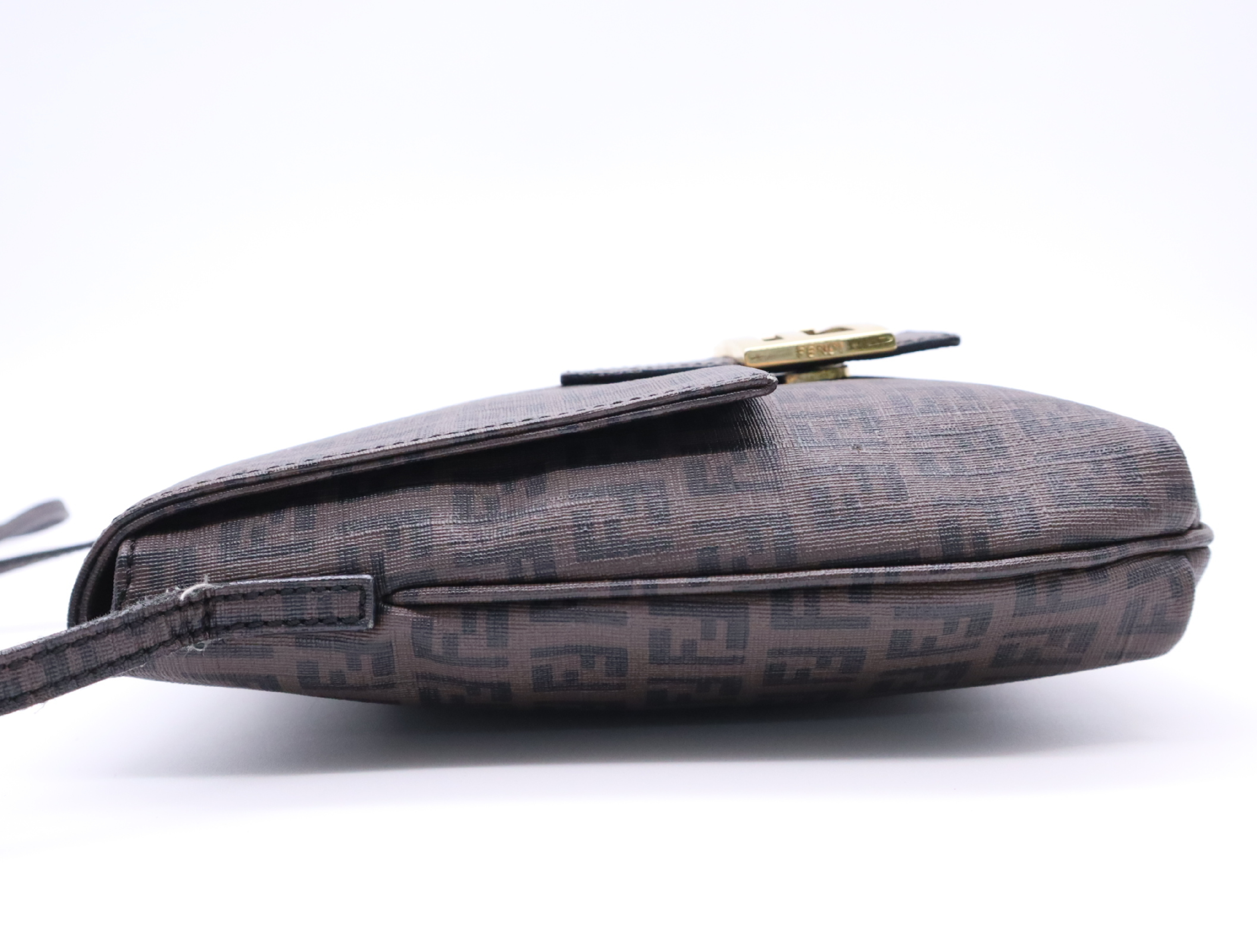 Canvas Zucchino Brown Gold Hardware Shoulder Bag — view 3