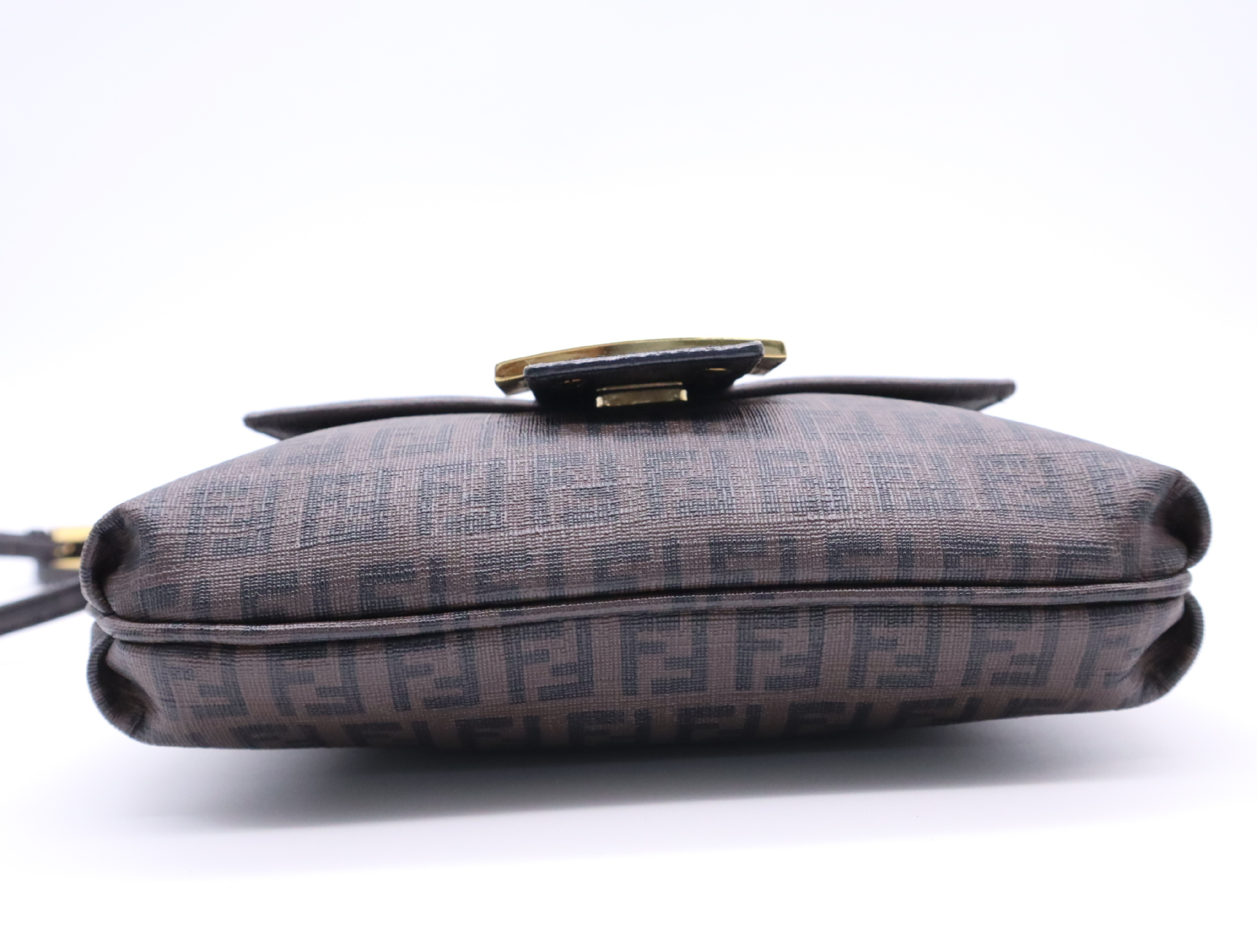 Canvas Zucchino Brown Gold Hardware Shoulder Bag — view 4