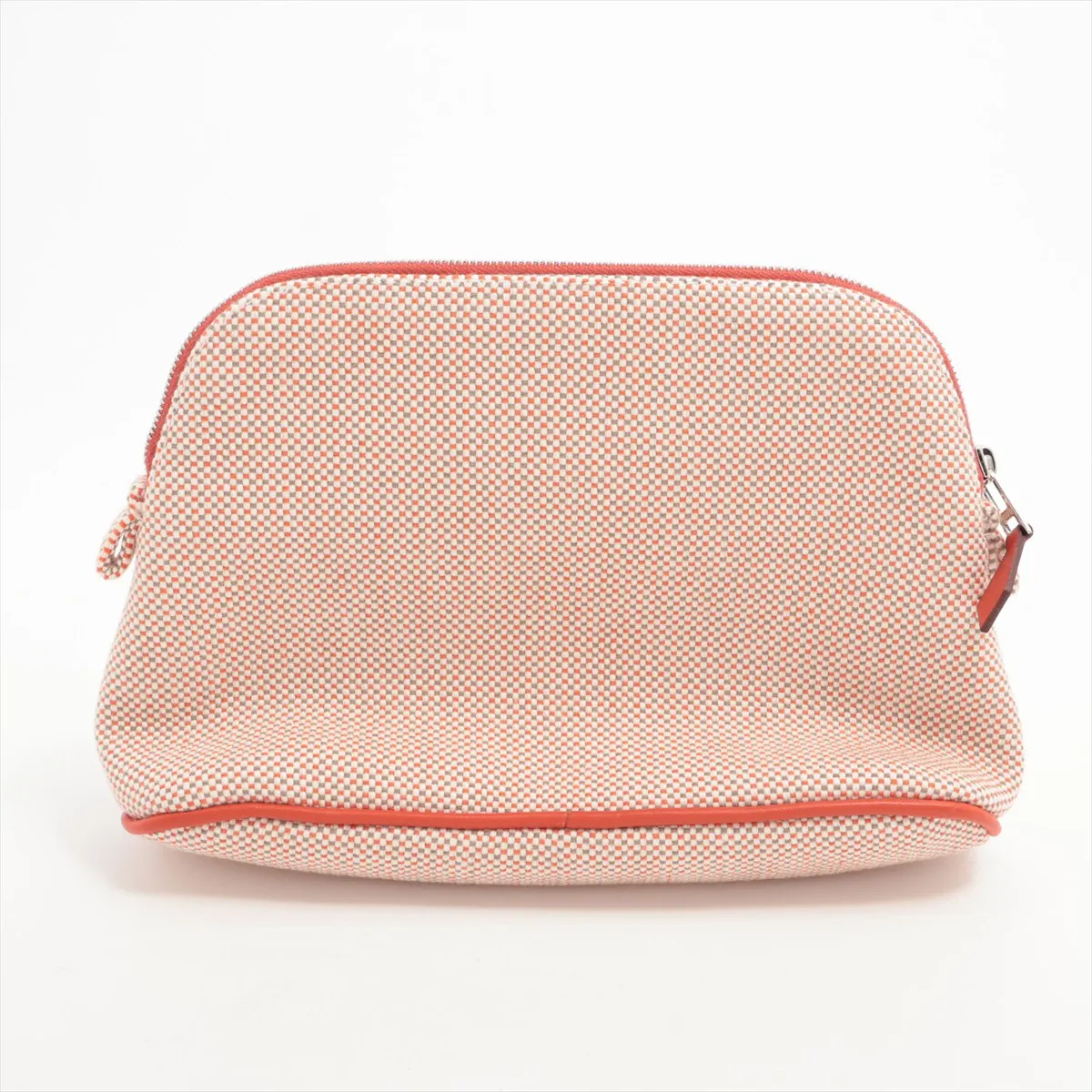 Bolide Mini Crazy H Canvas Pouch, Beige x Orange, Silver Hardware — view 2