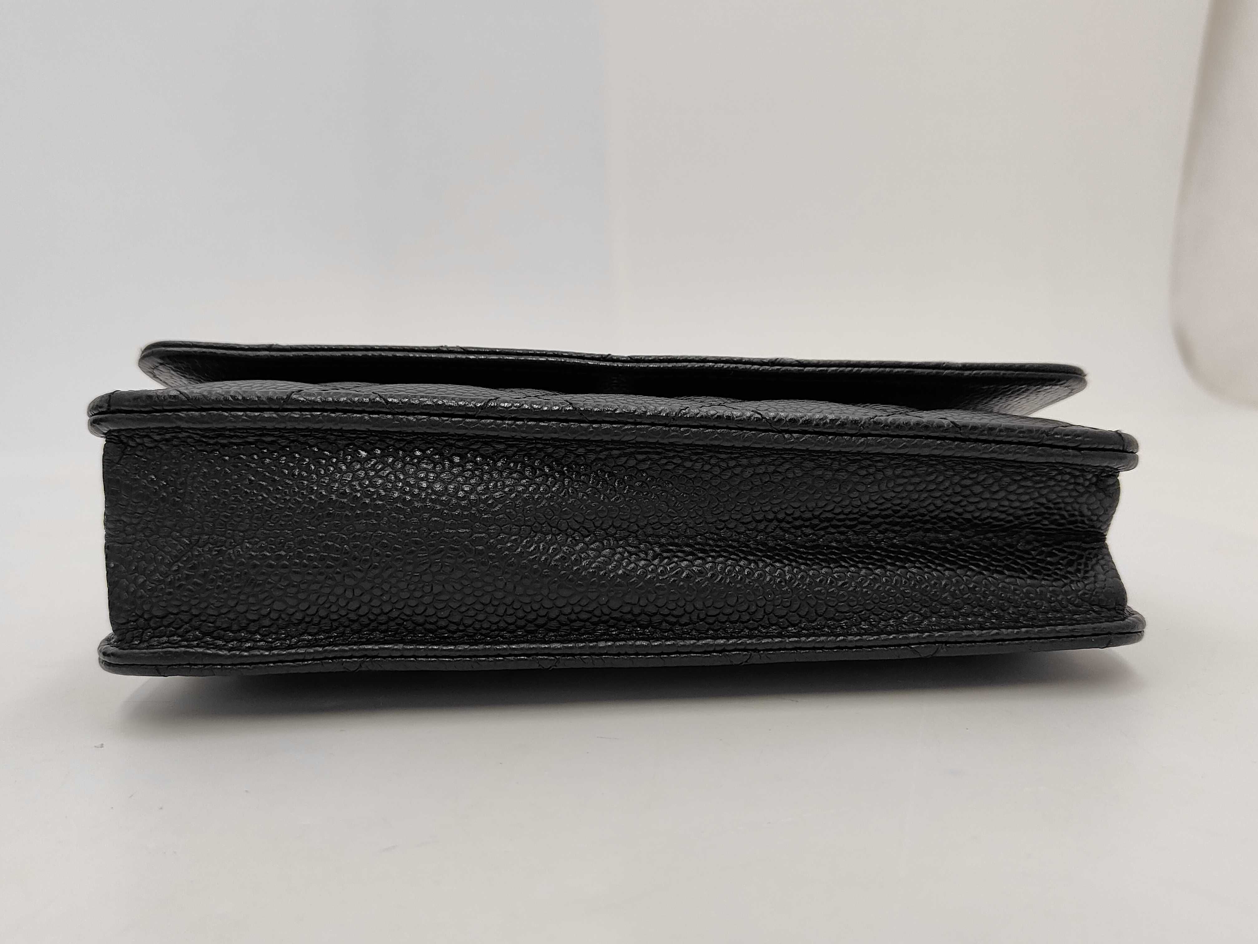 Matelassé Chain Wallet, Caviar Leather, Black, Gold Hardware, Shoulder Bag — view 3