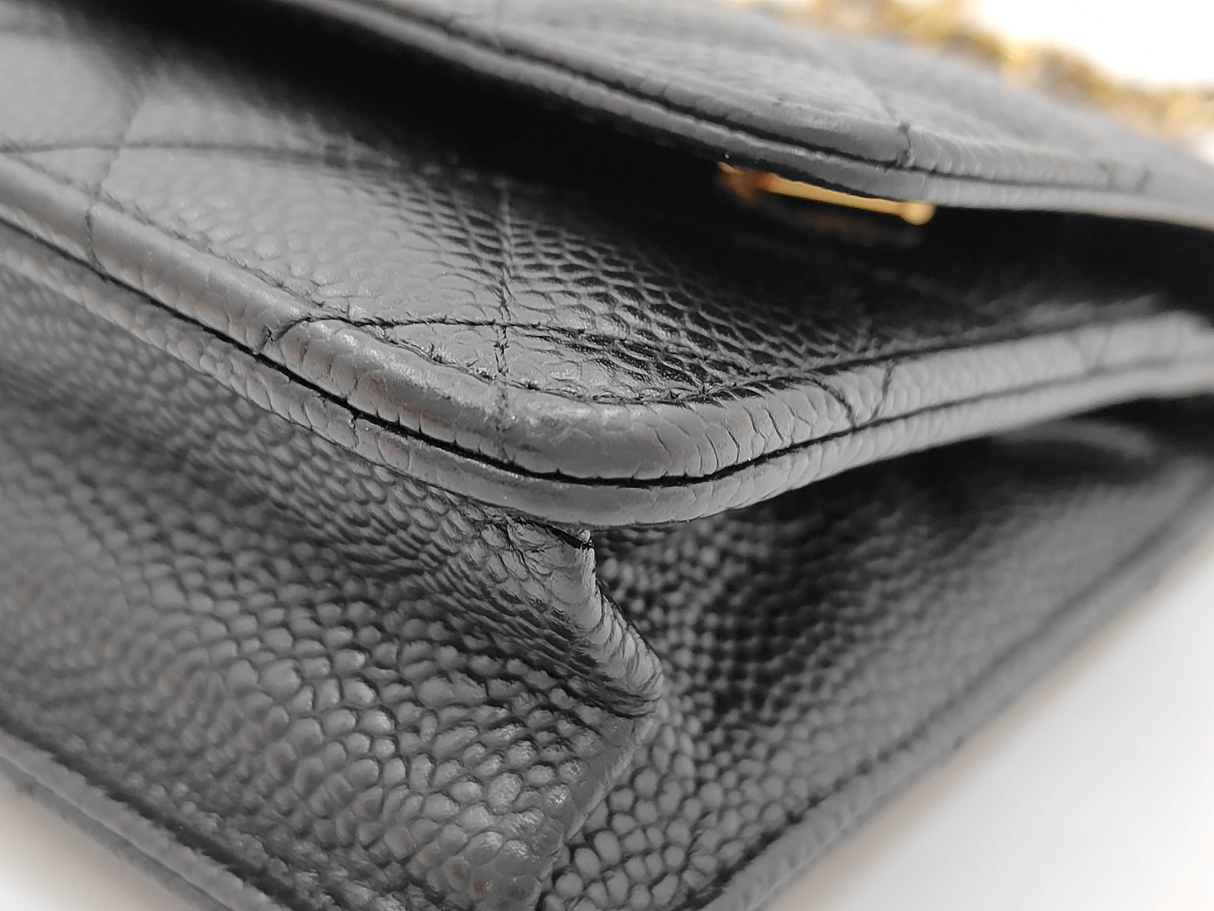 Matelassé Chain Wallet, Caviar Leather, Black, Gold Hardware, Shoulder Bag — view 4