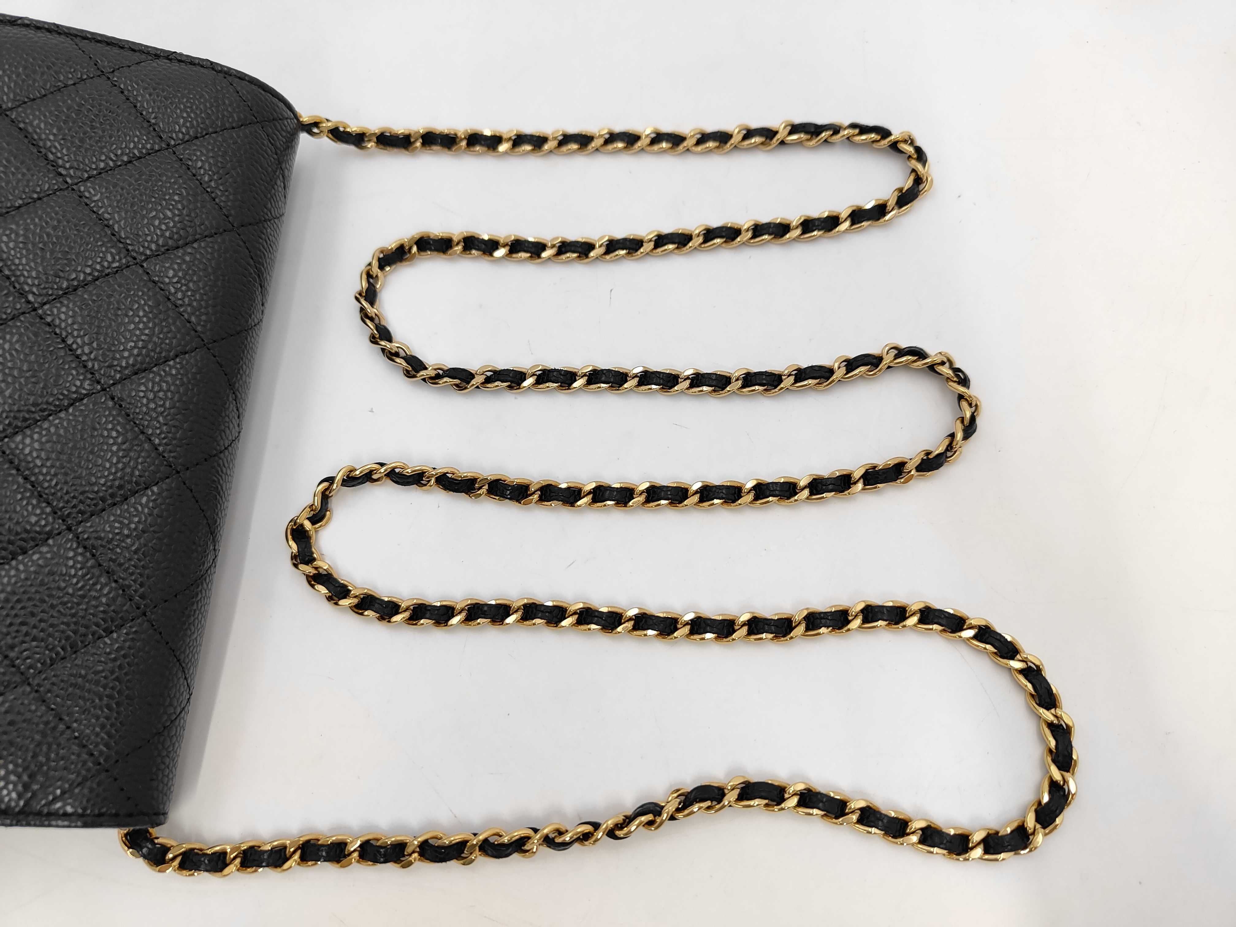 Matelassé Chain Wallet, Caviar Leather, Black, Gold Hardware, Shoulder Bag — view 5