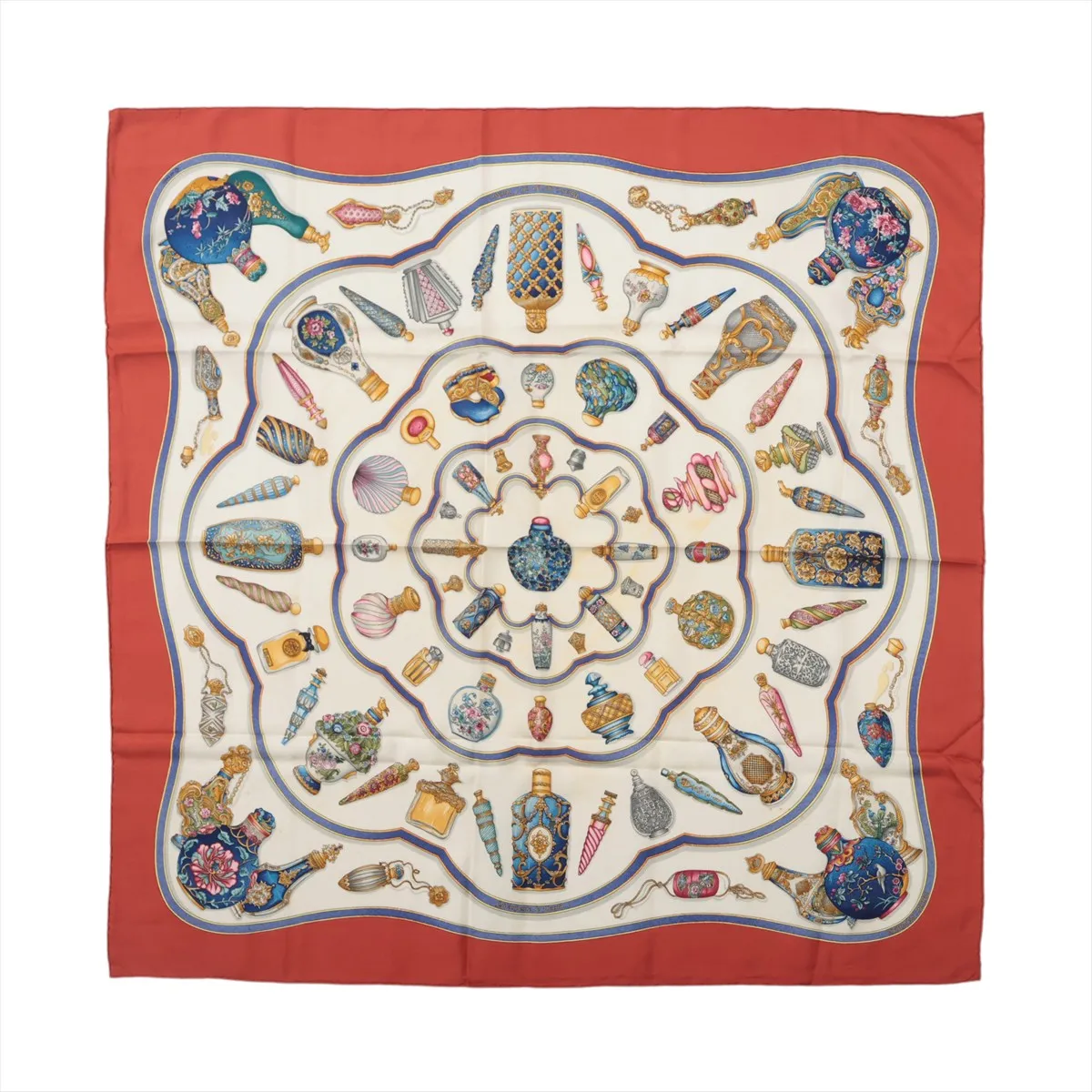 Carre 90 "Qu'importe le flacon" perfume bottle scarf, silk, brick pattern,