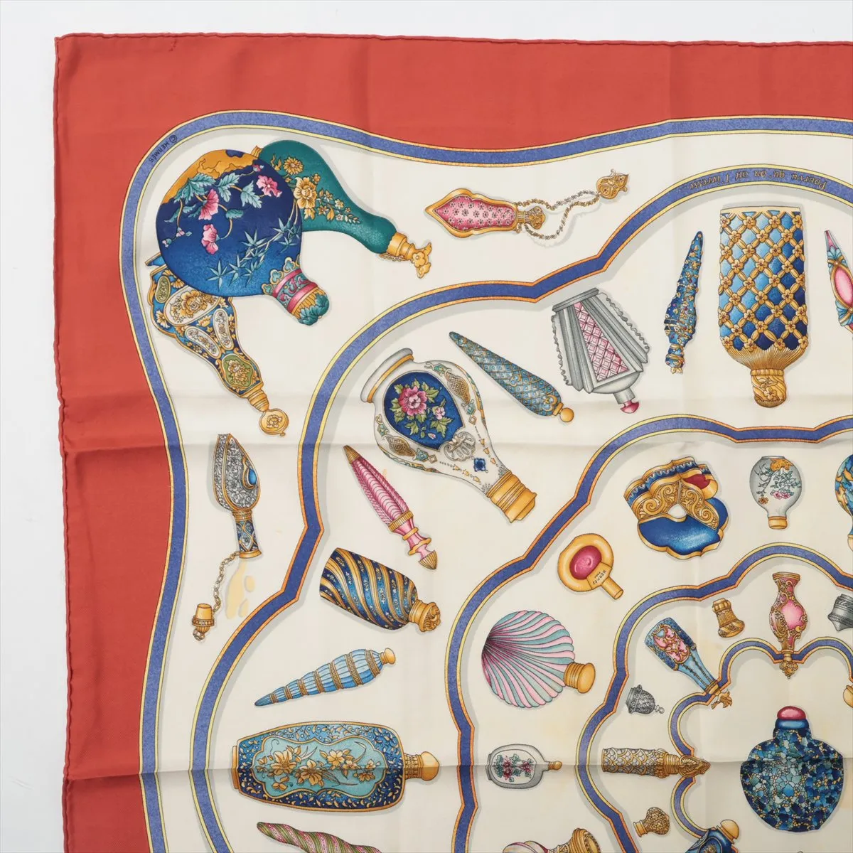 Carre 90 "Qu'importe le flacon" perfume bottle scarf, silk, brick pattern, — view 2