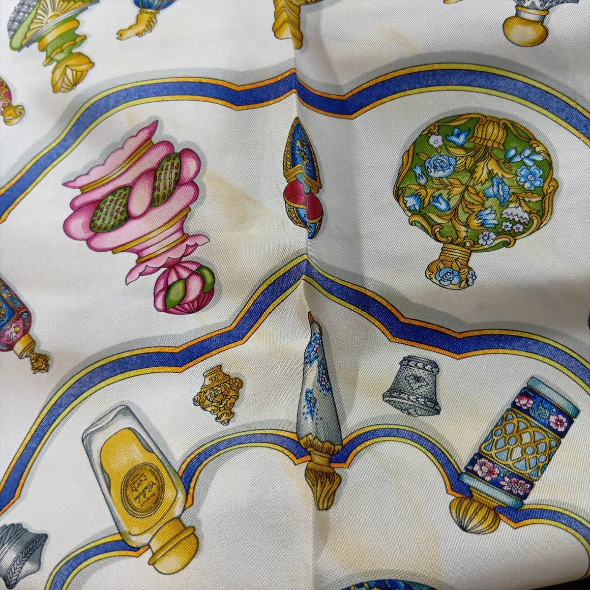 Carre 90 "Qu'importe le flacon" perfume bottle scarf, silk, brick pattern, — view 11