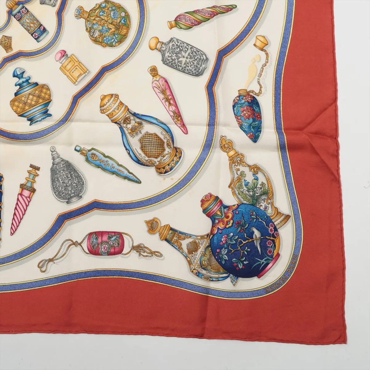 Carre 90 "Qu'importe le flacon" perfume bottle scarf, silk, brick pattern, — view 4