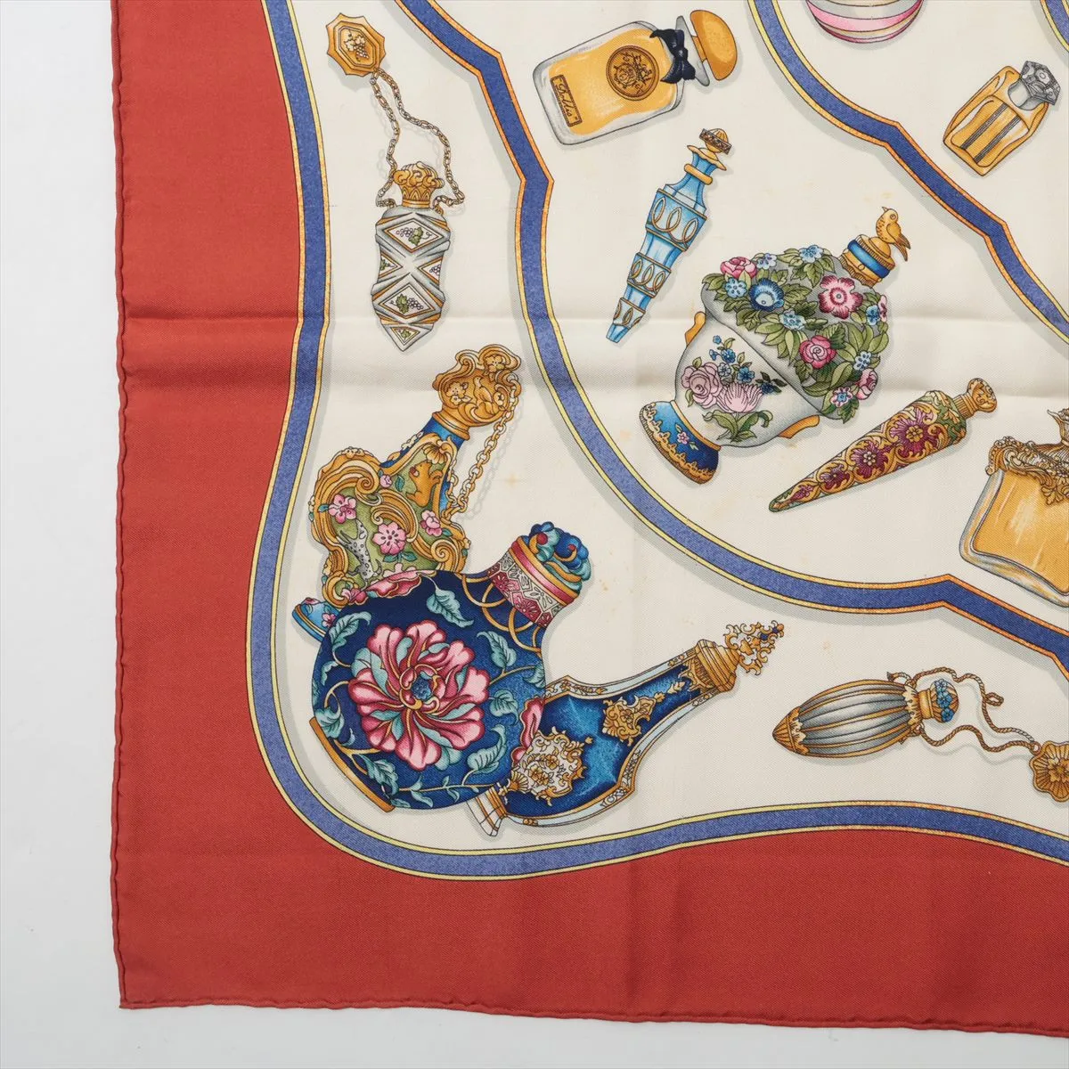 Carre 90 "Qu'importe le flacon" perfume bottle scarf, silk, brick pattern, — view 5