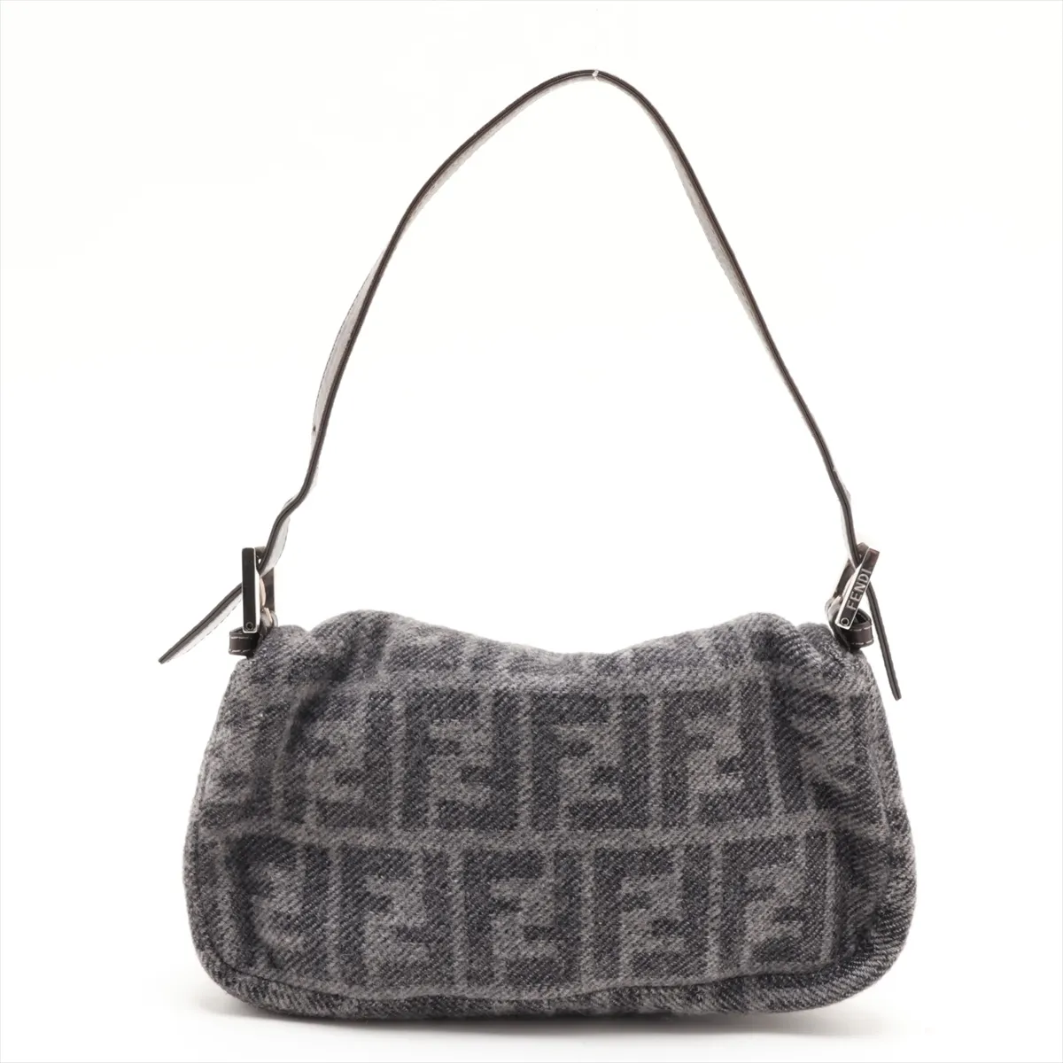 Zucca Mamma Bucket 26424 Wool x Leather Shoulder Bag, Gray — view 2