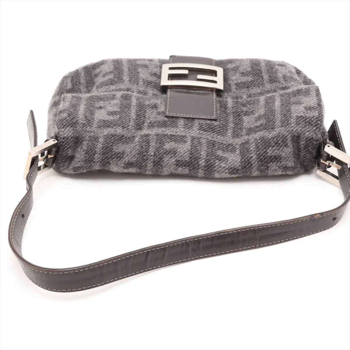 Zucca Mamma Bucket 26424 Wool x Leather Shoulder Bag, Gray — view 5