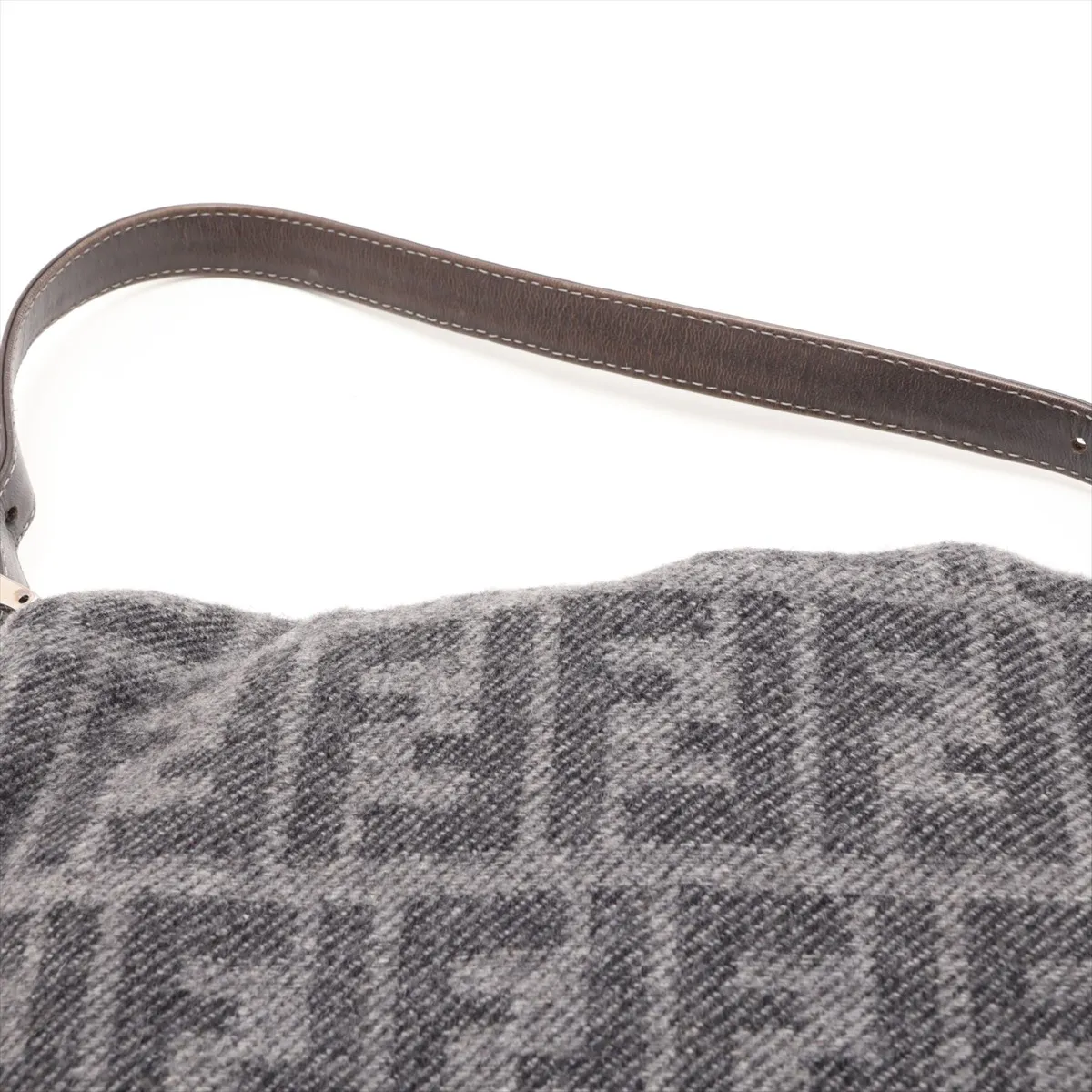 Zucca Mamma Bucket 26424 Wool x Leather Shoulder Bag, Gray — view 6