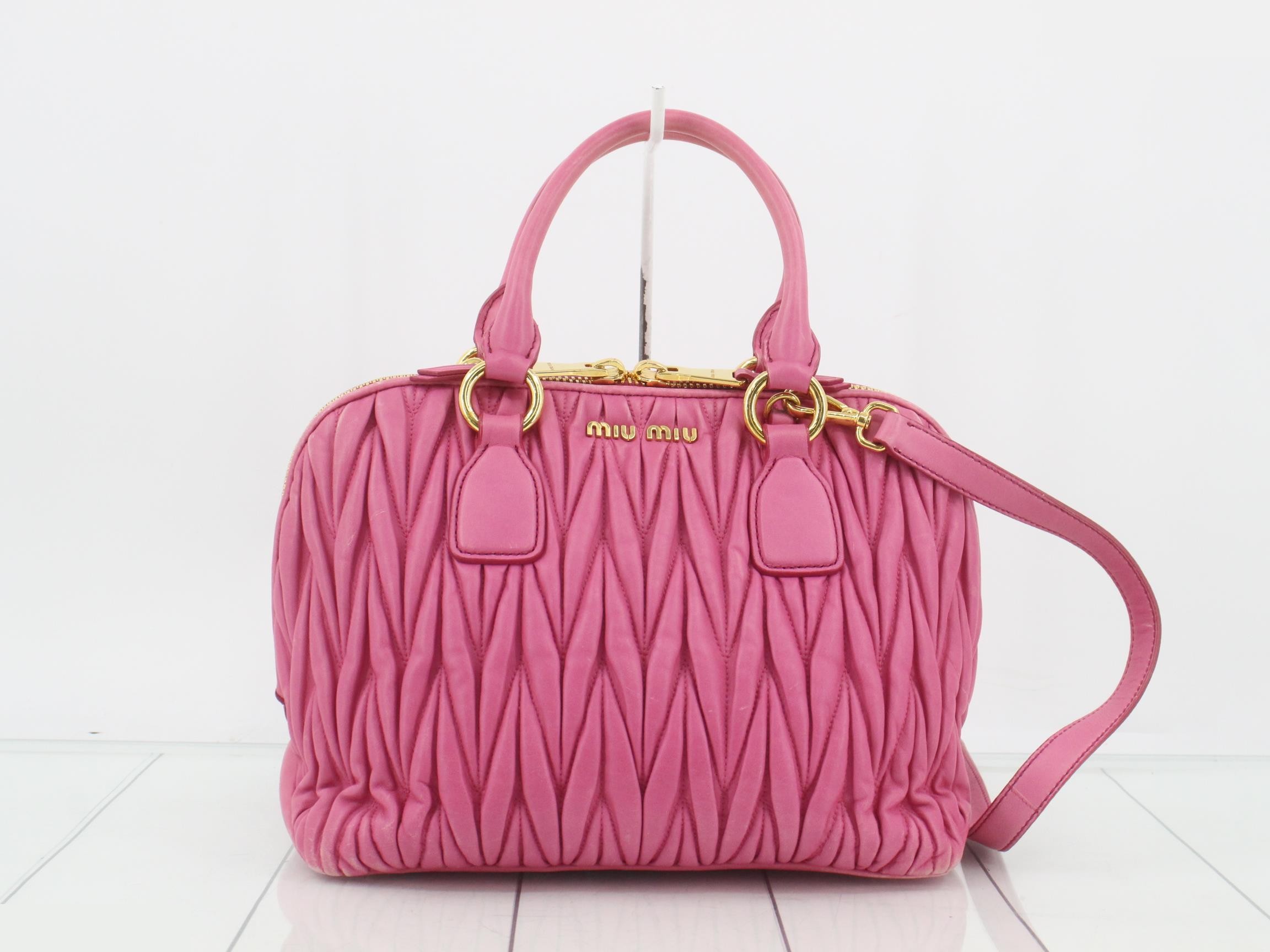 Matelasse (bag)/2WAY handbag with long strap pink