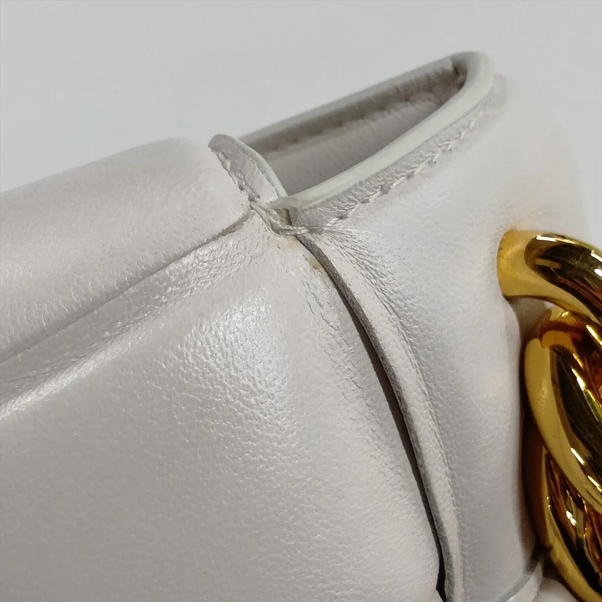 Maxi Intrecciato Padded Cassette Leather Chain Shoulder Bag, White — view 12