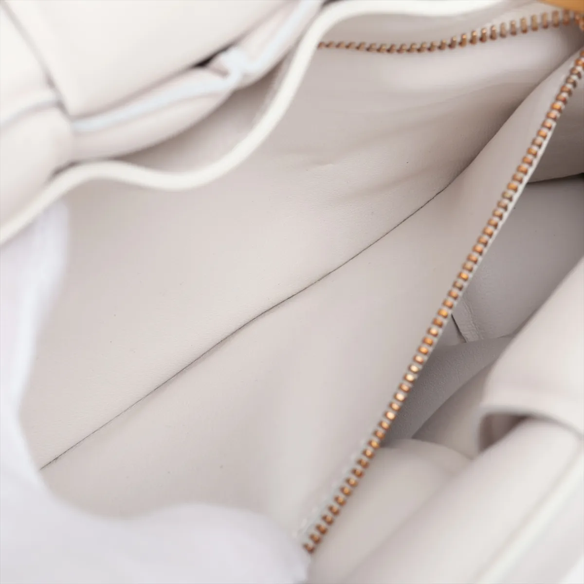 Maxi Intrecciato Padded Cassette Leather Chain Shoulder Bag, White — view 7
