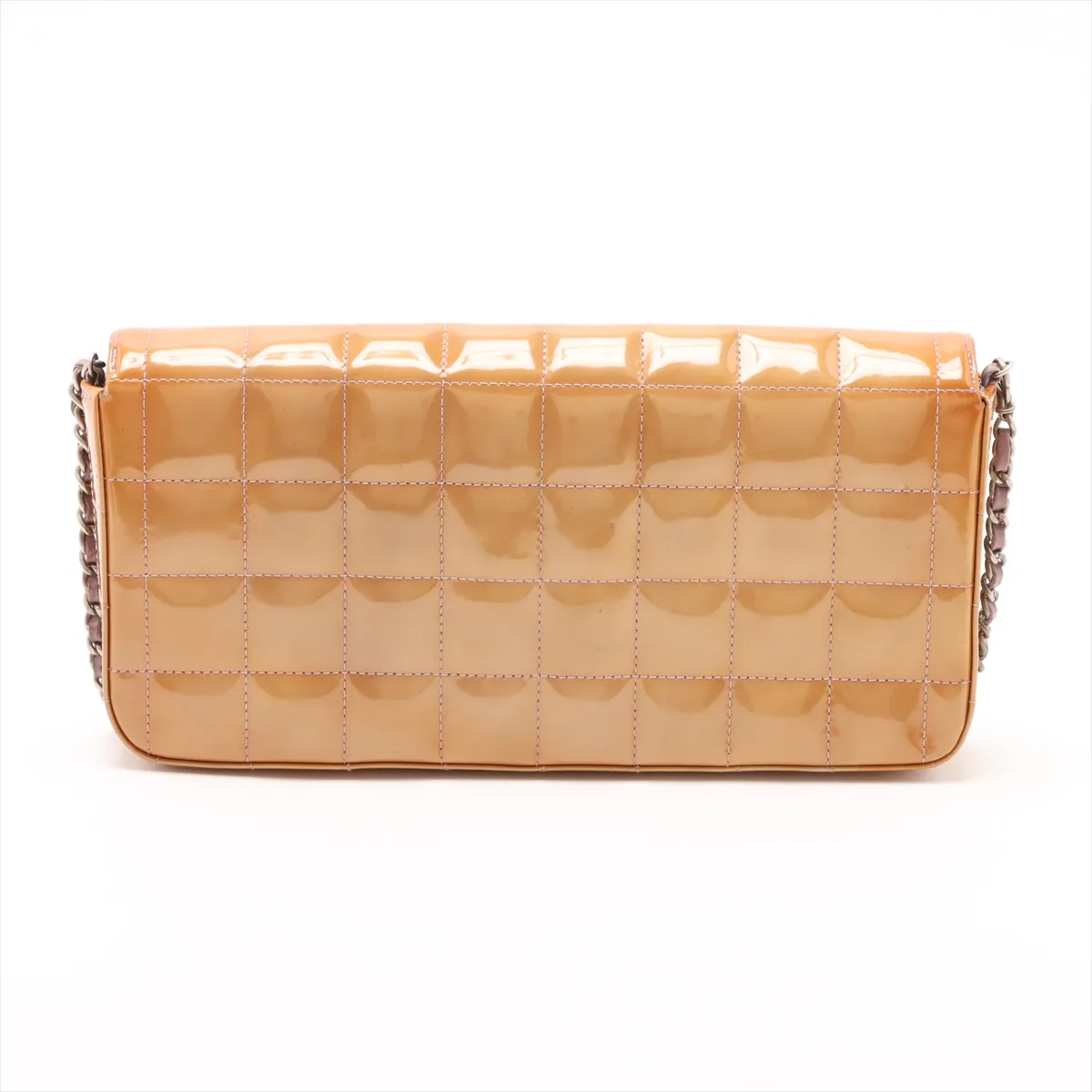 Chocolate Bar Patent Leather Chain Shoulder Bag Yellow Silver Hardware 6473165 No. 6 — view 2