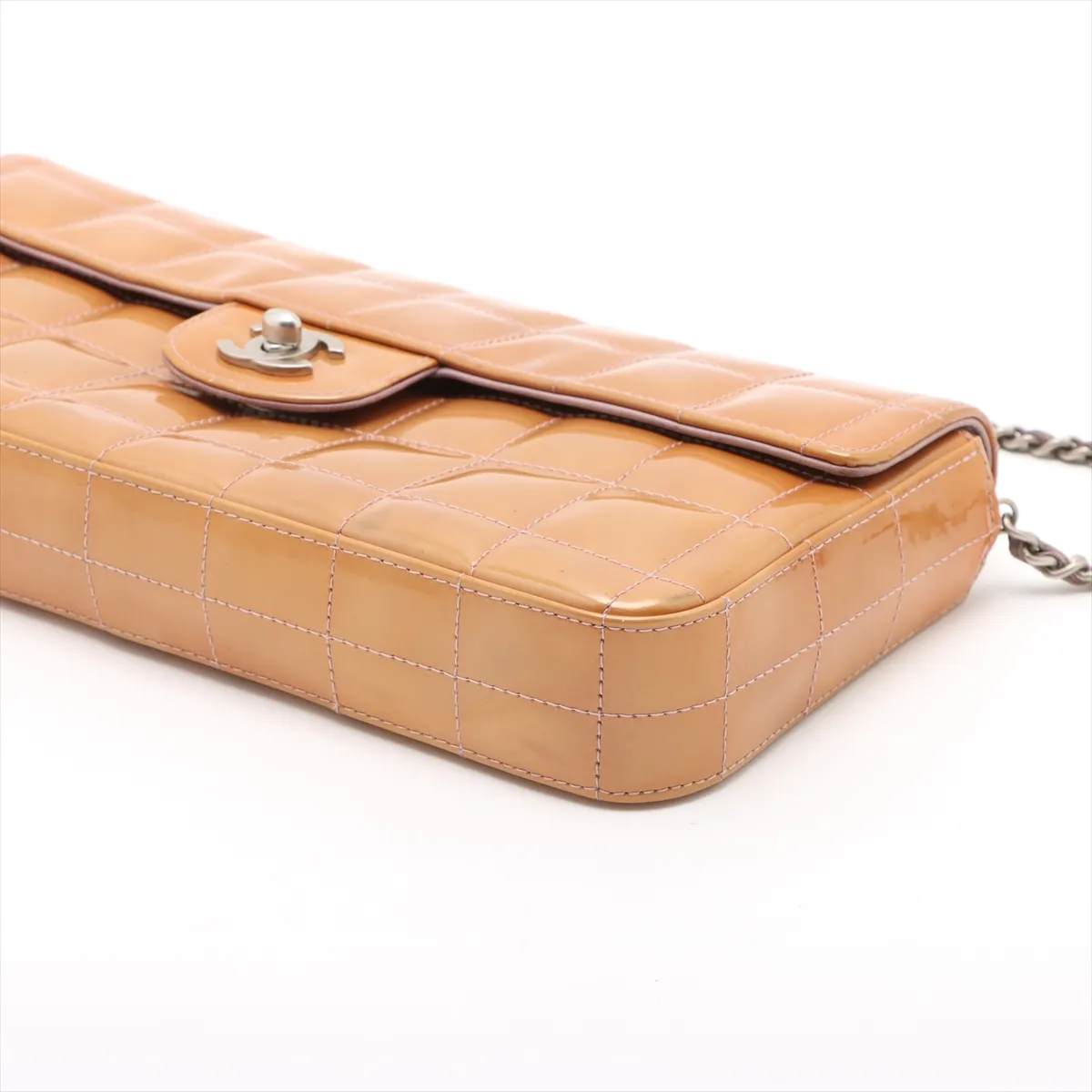 Chocolate Bar Patent Leather Chain Shoulder Bag Yellow Silver Hardware 6473165 No. 6 — view 3