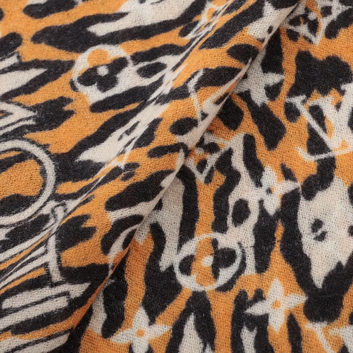 M73645 Etol Monogram Jungle GM0139 Stole, Wool, Orange. Shows signs of wear, — view 2