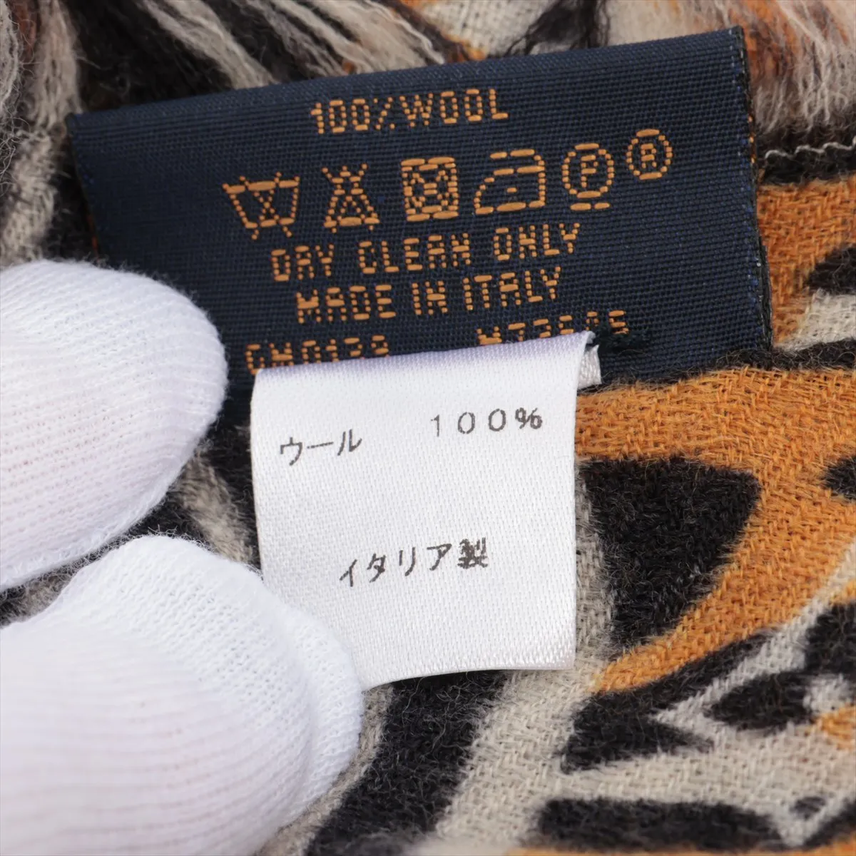 M73645 Etol Monogram Jungle GM0139 Stole, Wool, Orange. Shows signs of wear, — view 4