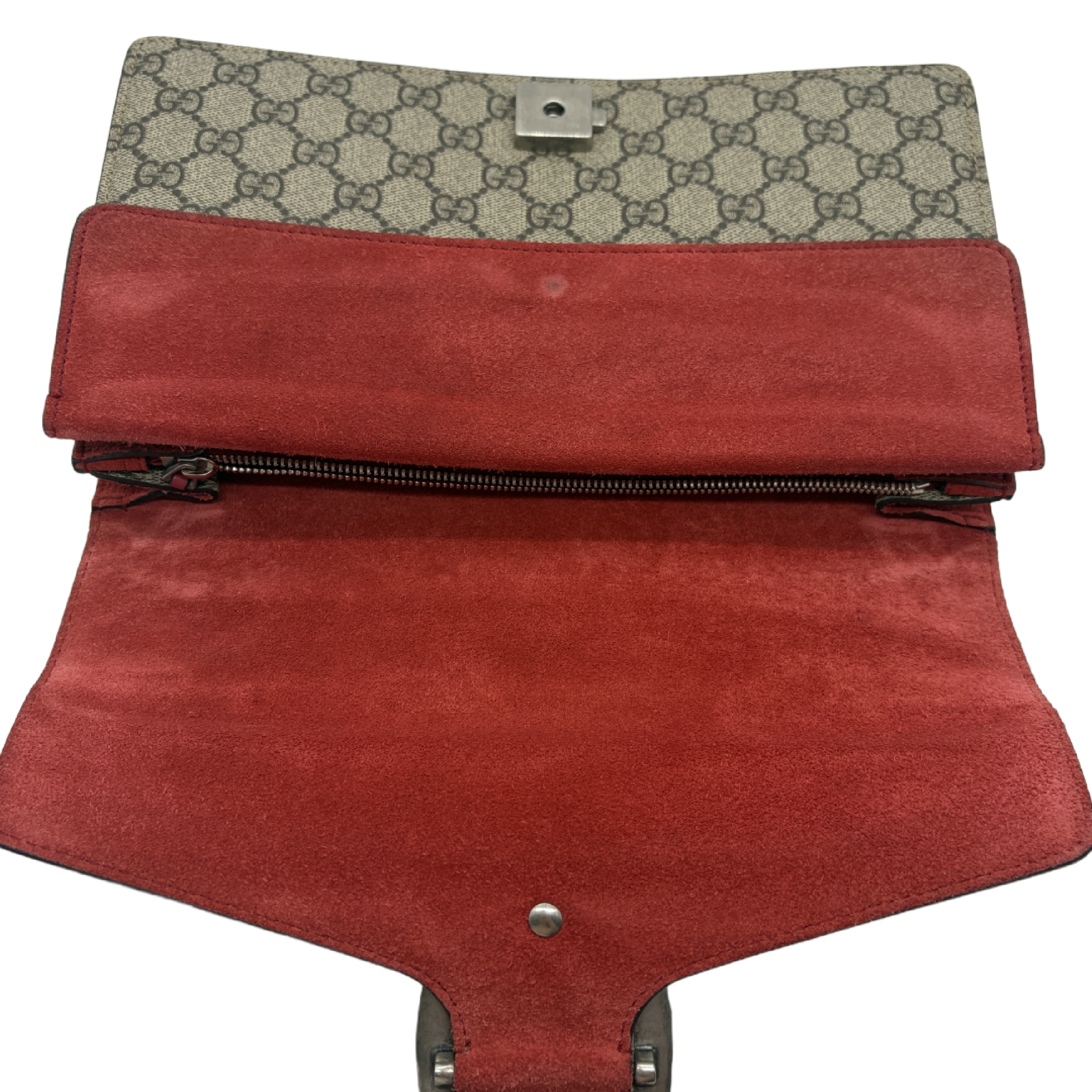 Dionysus GG Supreme Canvas Suede Red Chain Shoulder Bag — view 11