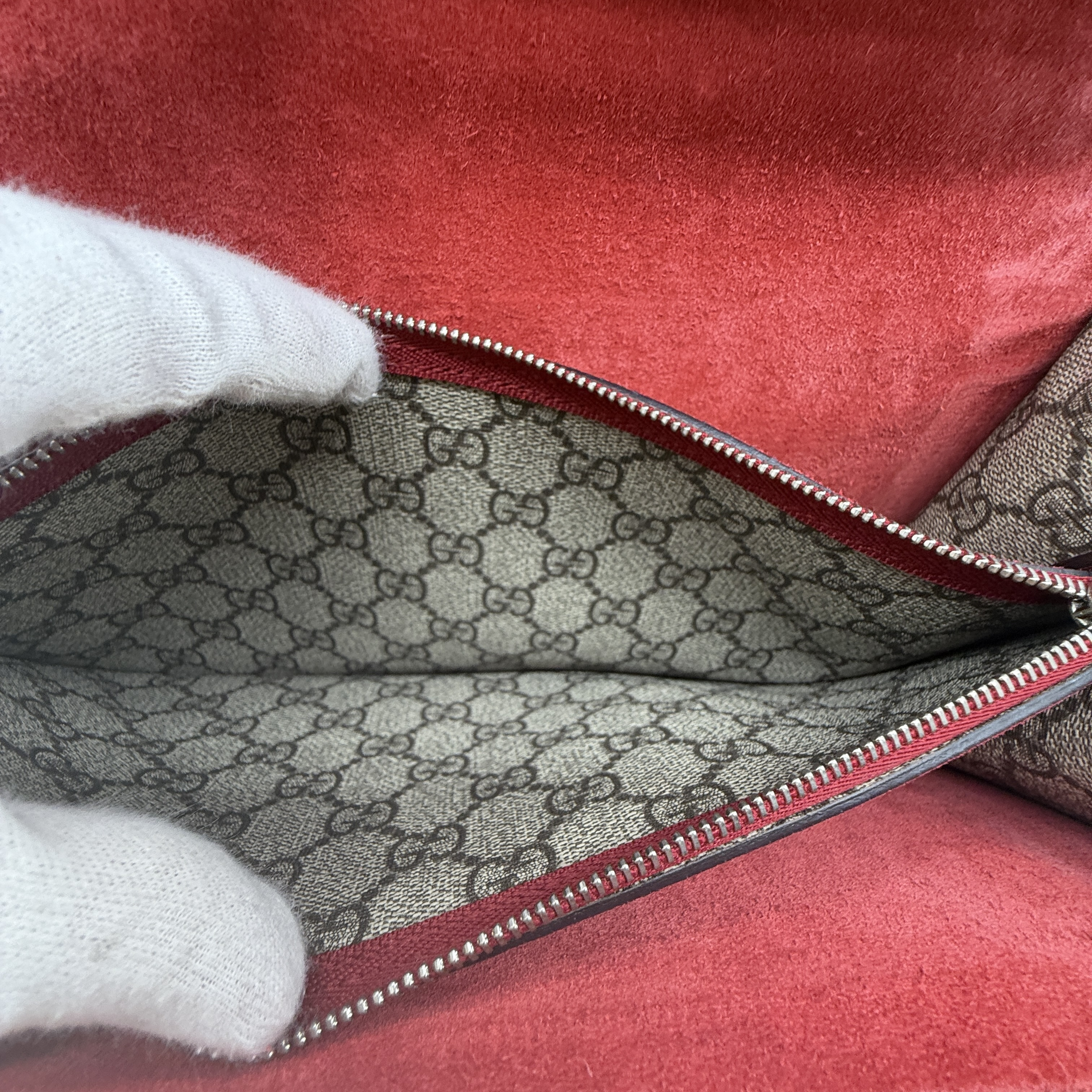 Dionysus GG Supreme Canvas Suede Red Chain Shoulder Bag — view 13