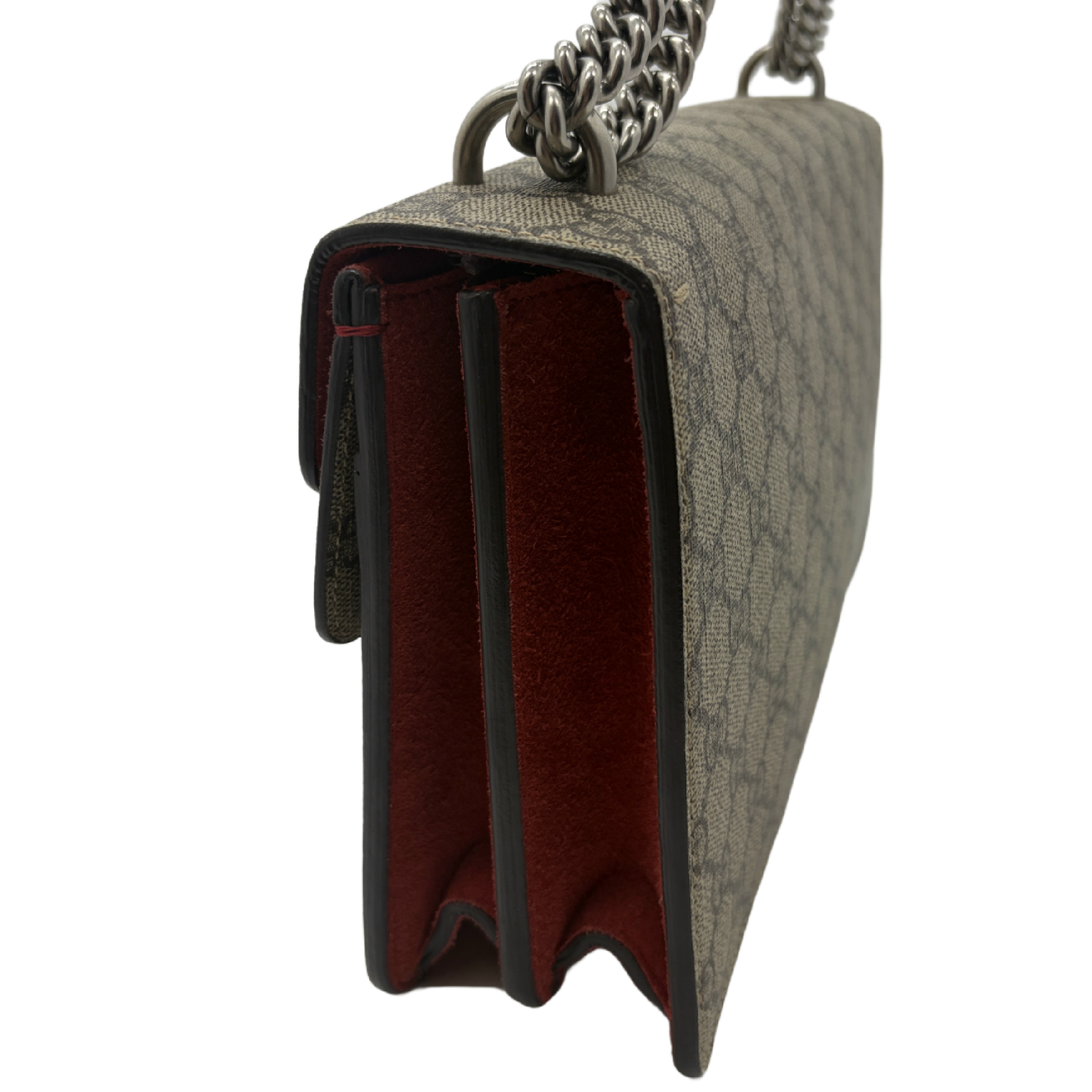 Dionysus GG Supreme Canvas Suede Red Chain Shoulder Bag — view 4