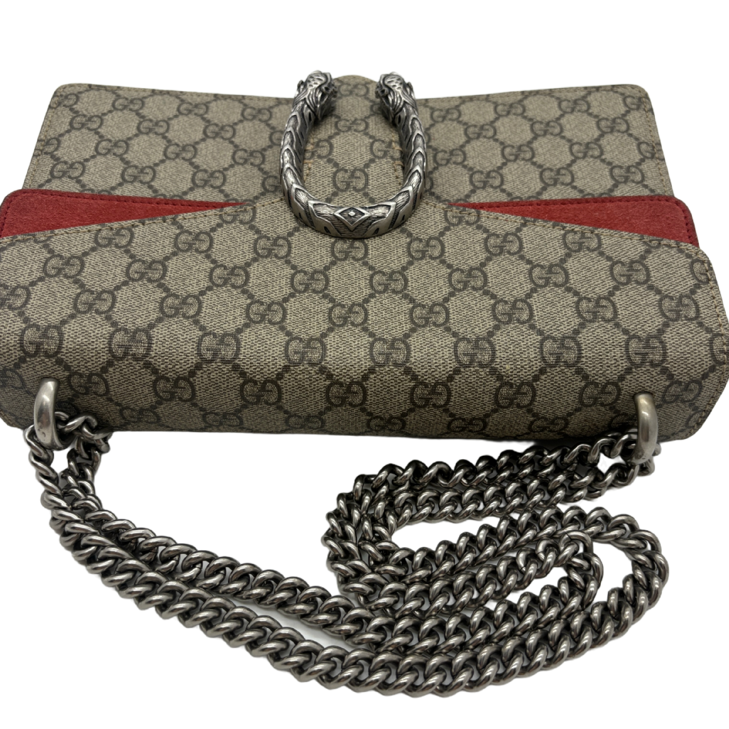 Dionysus GG Supreme Canvas Suede Red Chain Shoulder Bag — view 10