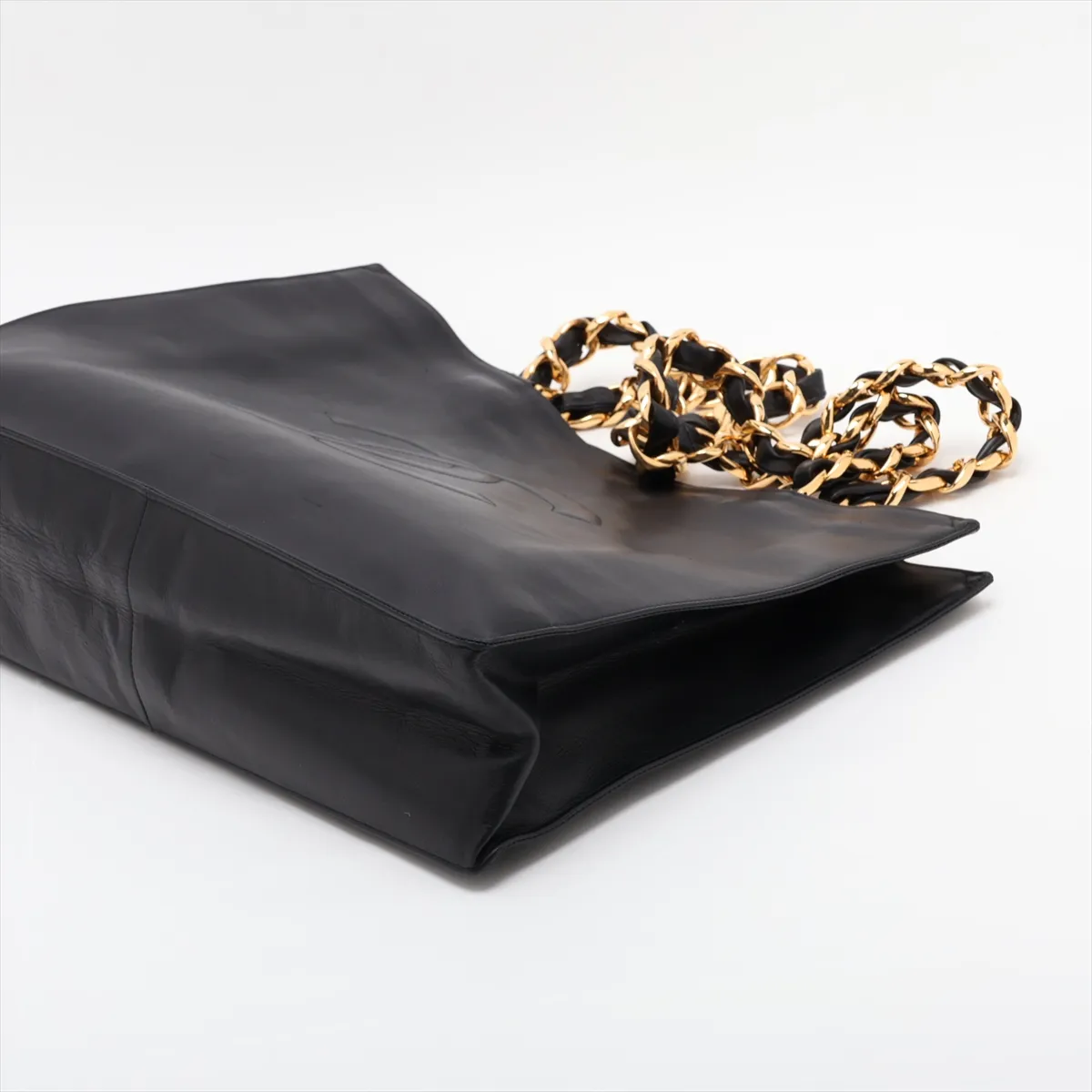 Coco Mark Leather Chain Tote Bag, Black with Gold Hardware, 3091525, Series 3 — view 3