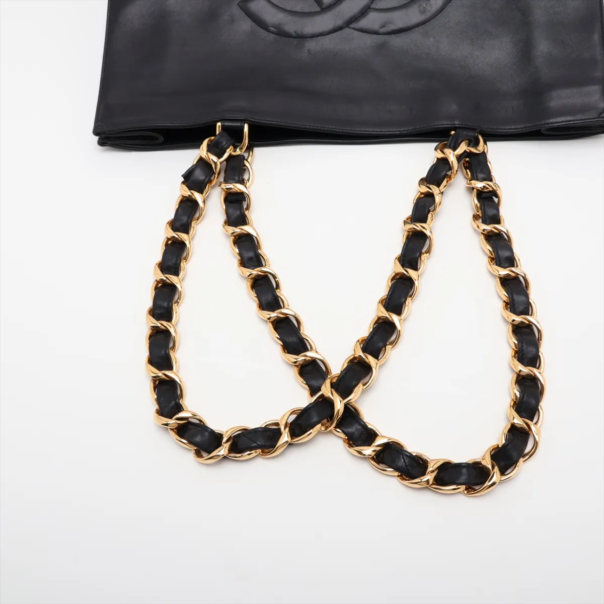 Coco Mark Leather Chain Tote Bag, Black with Gold Hardware, 3091525, Series 3 — view 5