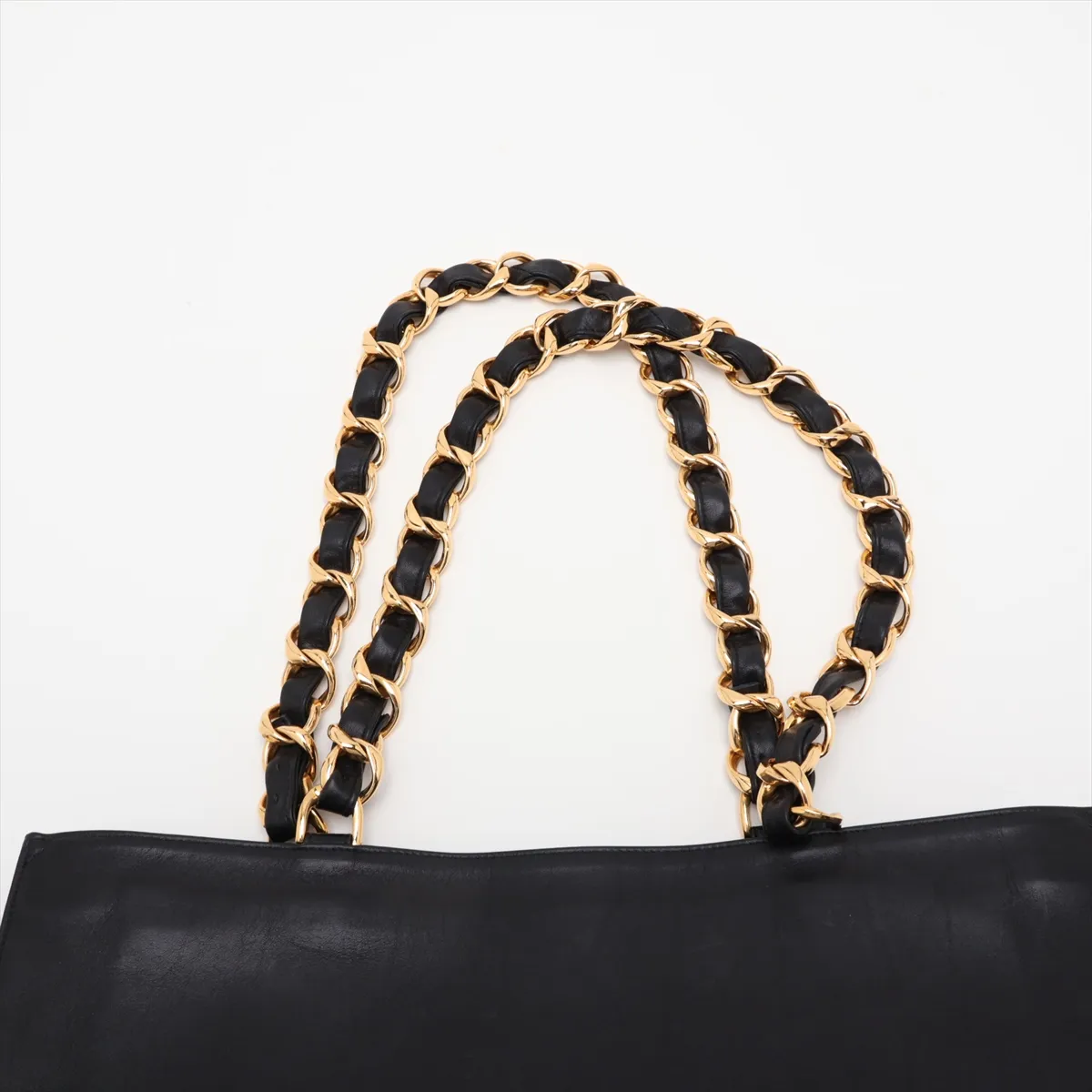 Coco Mark Leather Chain Tote Bag, Black with Gold Hardware, 3091525, Series 3 — view 6