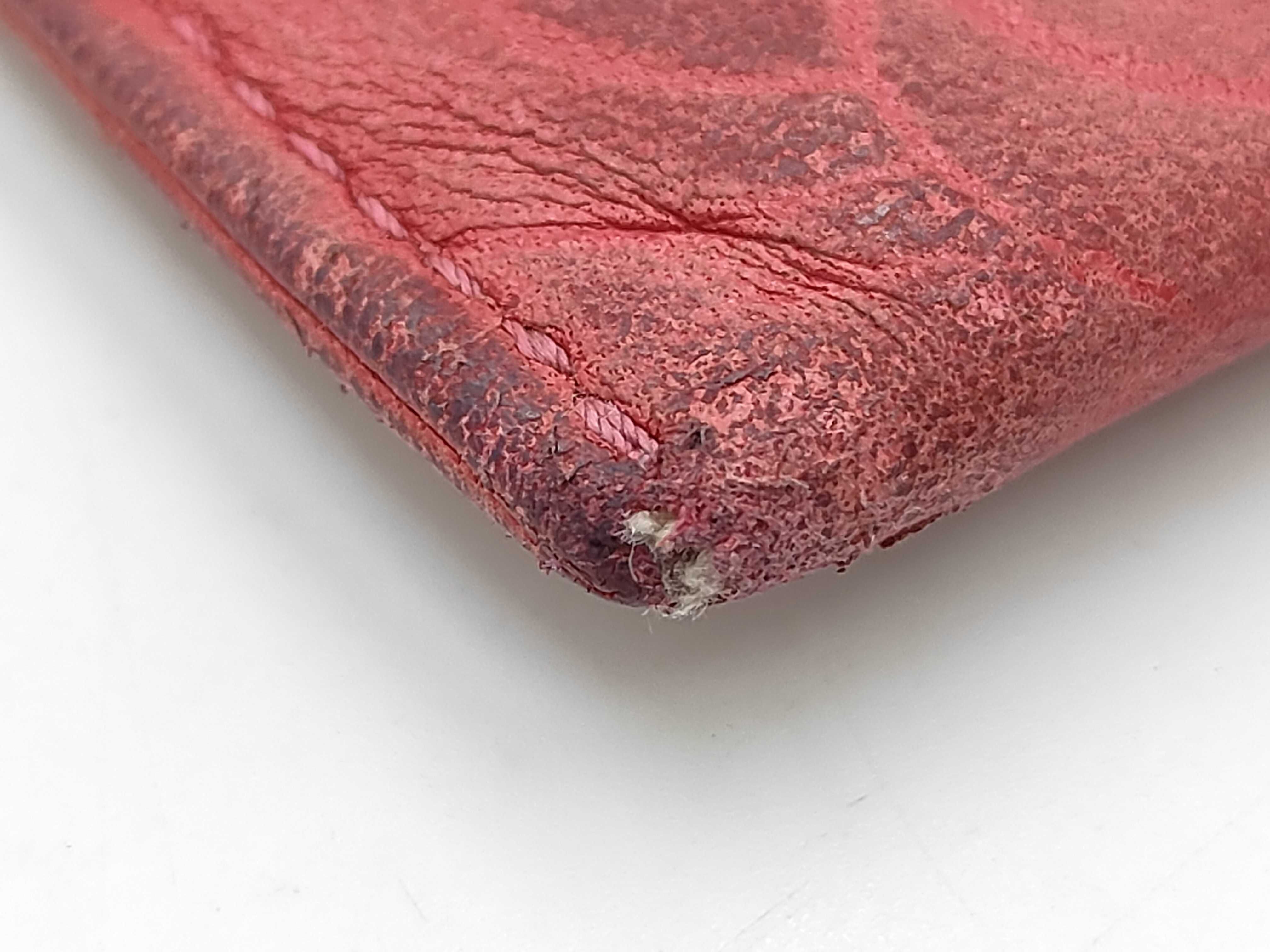 Camellia Card Case, Leather, Red. (Card case, pass case, business card holder) — view 3
