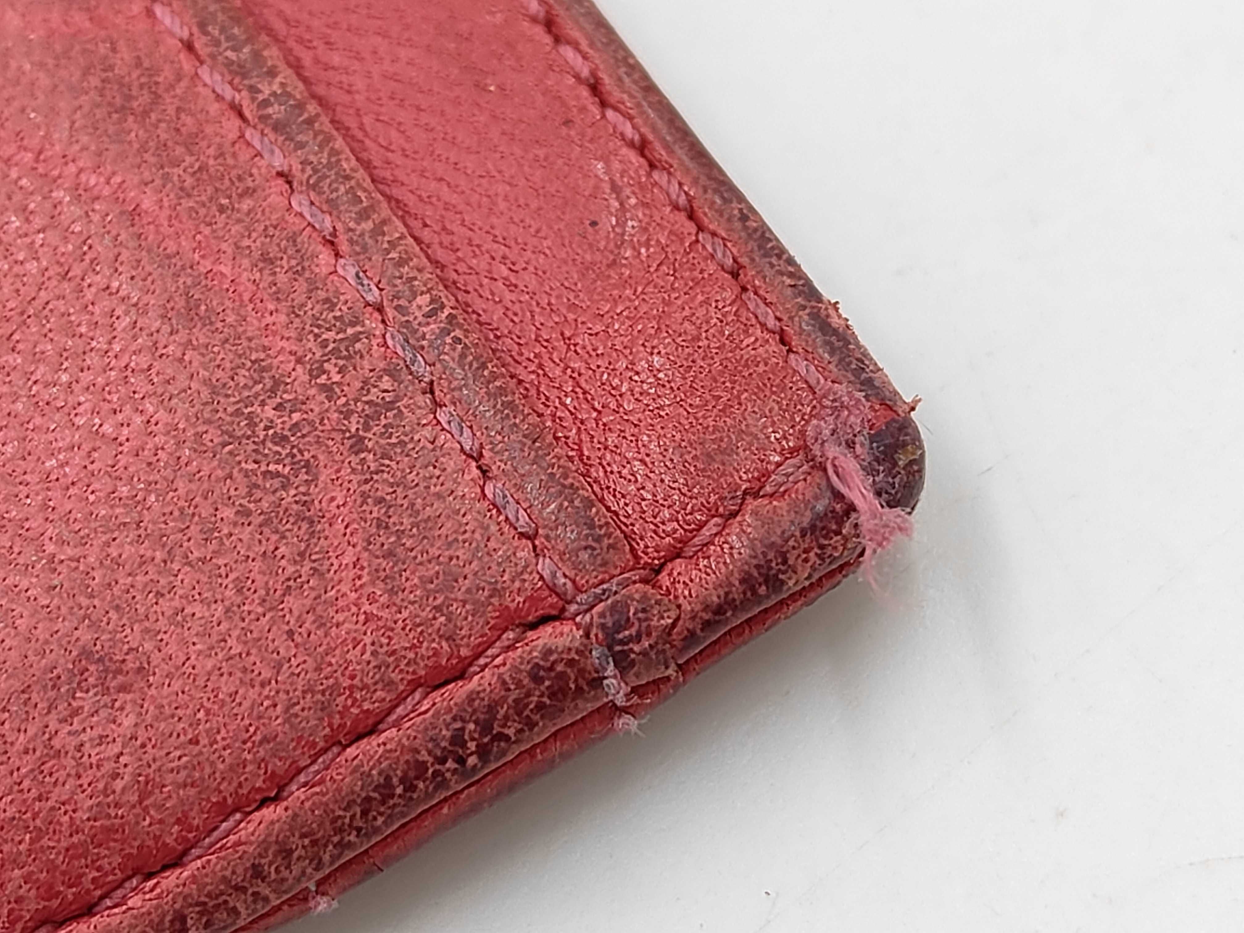 Camellia Card Case, Leather, Red. (Card case, pass case, business card holder) — view 4