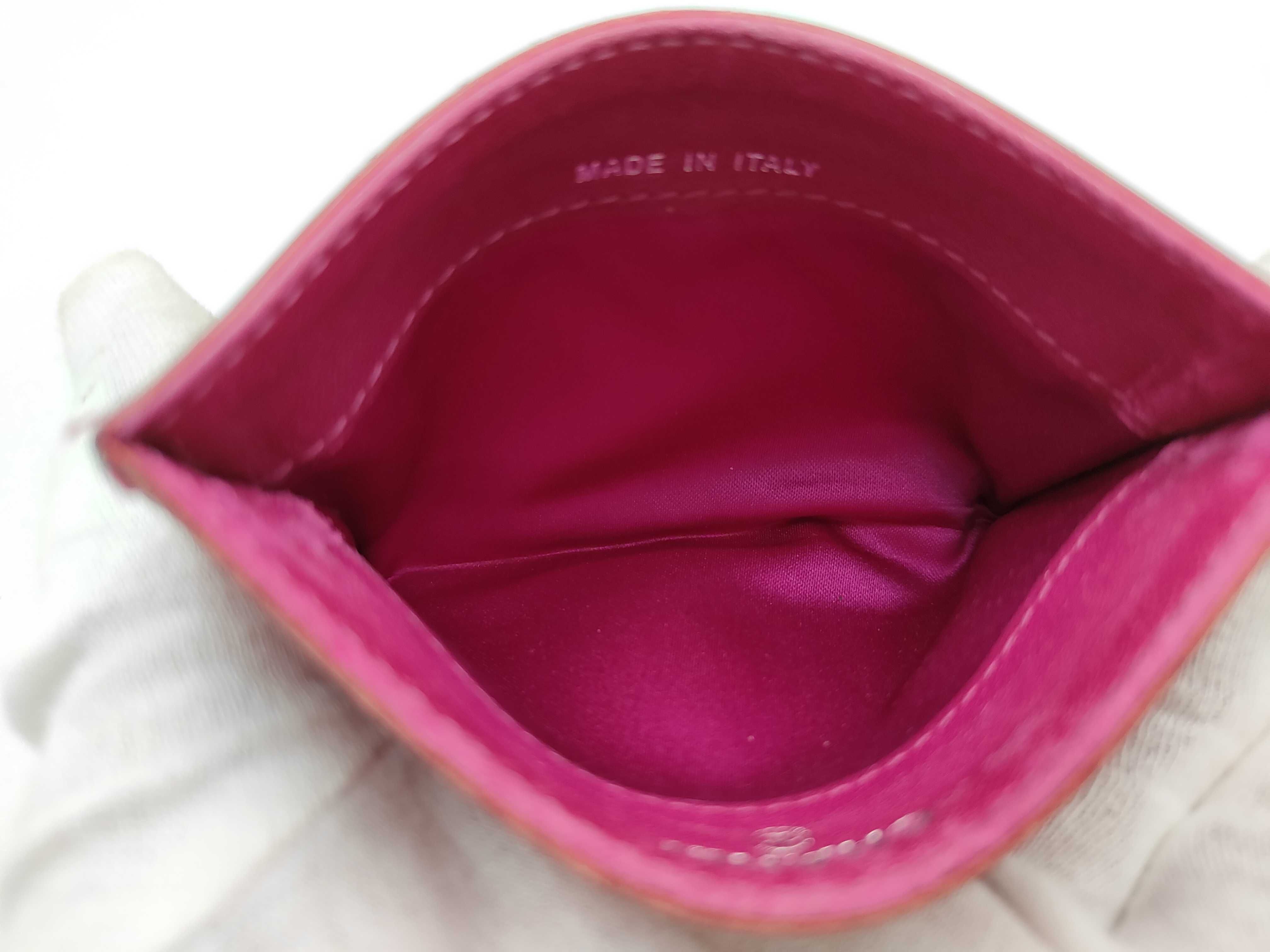 Camellia Card Case, Leather, Red. (Card case, pass case, business card holder) — view 5