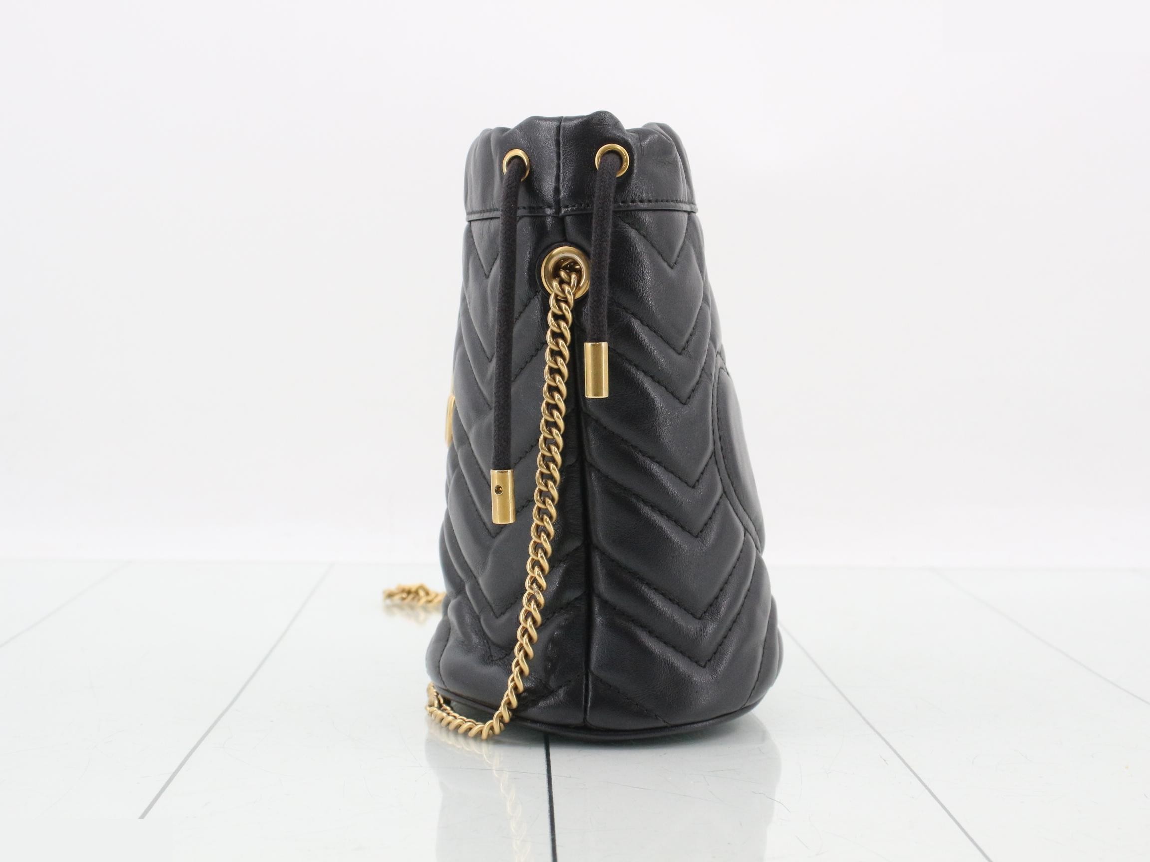 GG Marmont Chain Shoulder Bag, Leather, Black — view 3