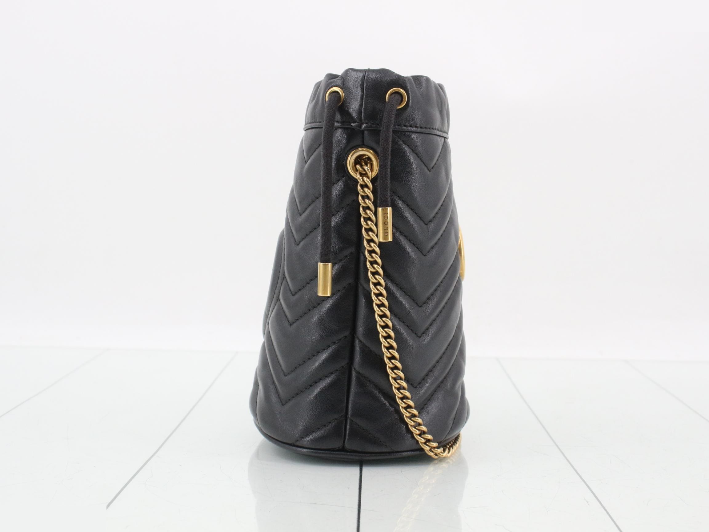 GG Marmont Chain Shoulder Bag, Leather, Black — view 4