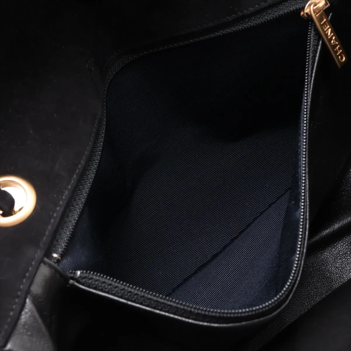 Chocolate Bar Suede Single Flap Double Chain Bag, Black with Gold Hardware, 7108151, Series 7 — view 8