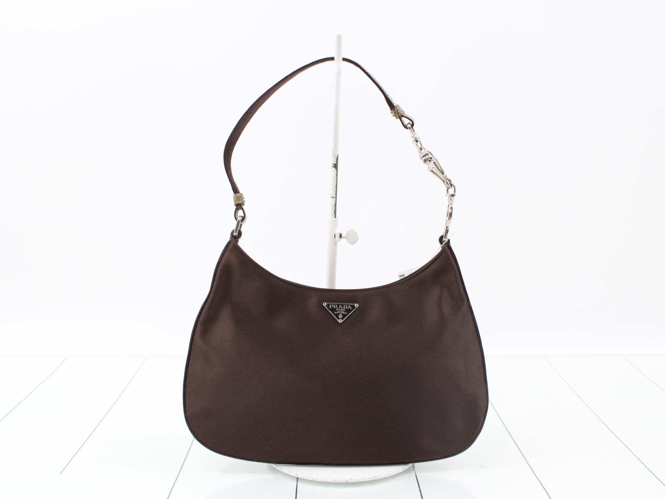 Triangle Logo Satin One-Shoulder Accessory Pouch Shoulder Bag