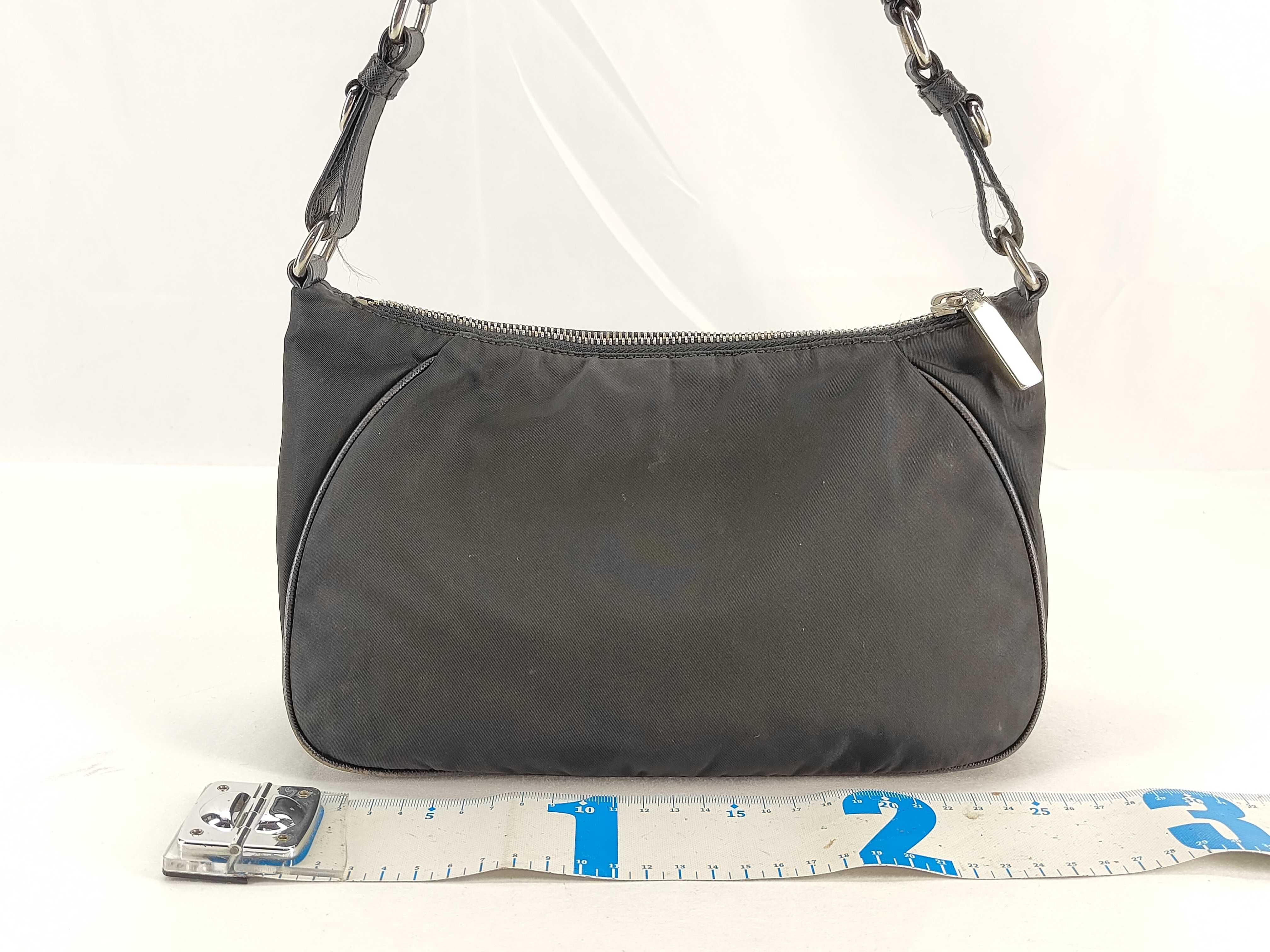 Nylon Prada Handbag Nylon Black Leather Shoulder Bag — view 2