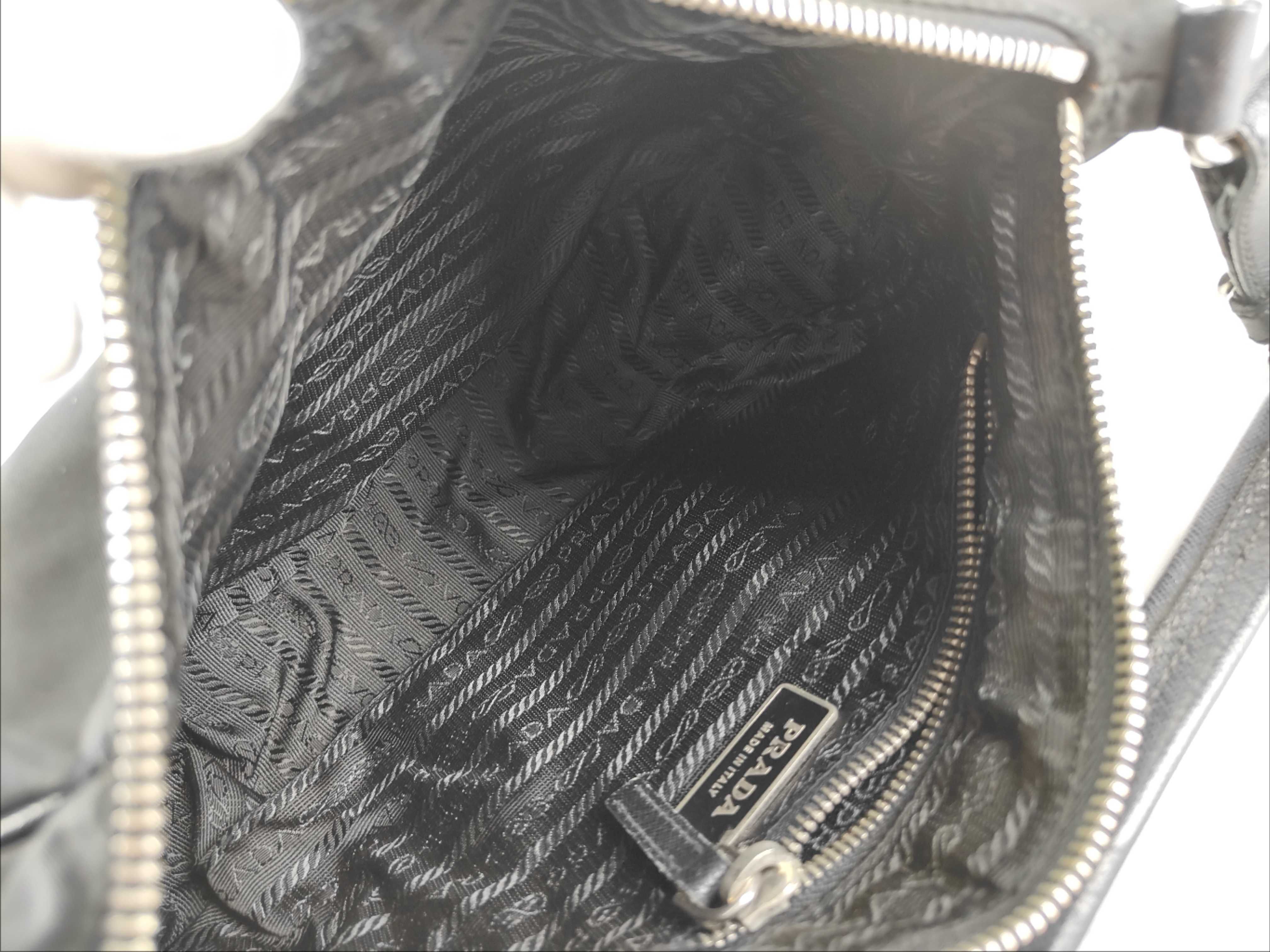 Nylon Prada Handbag Nylon Black Leather Shoulder Bag — view 11