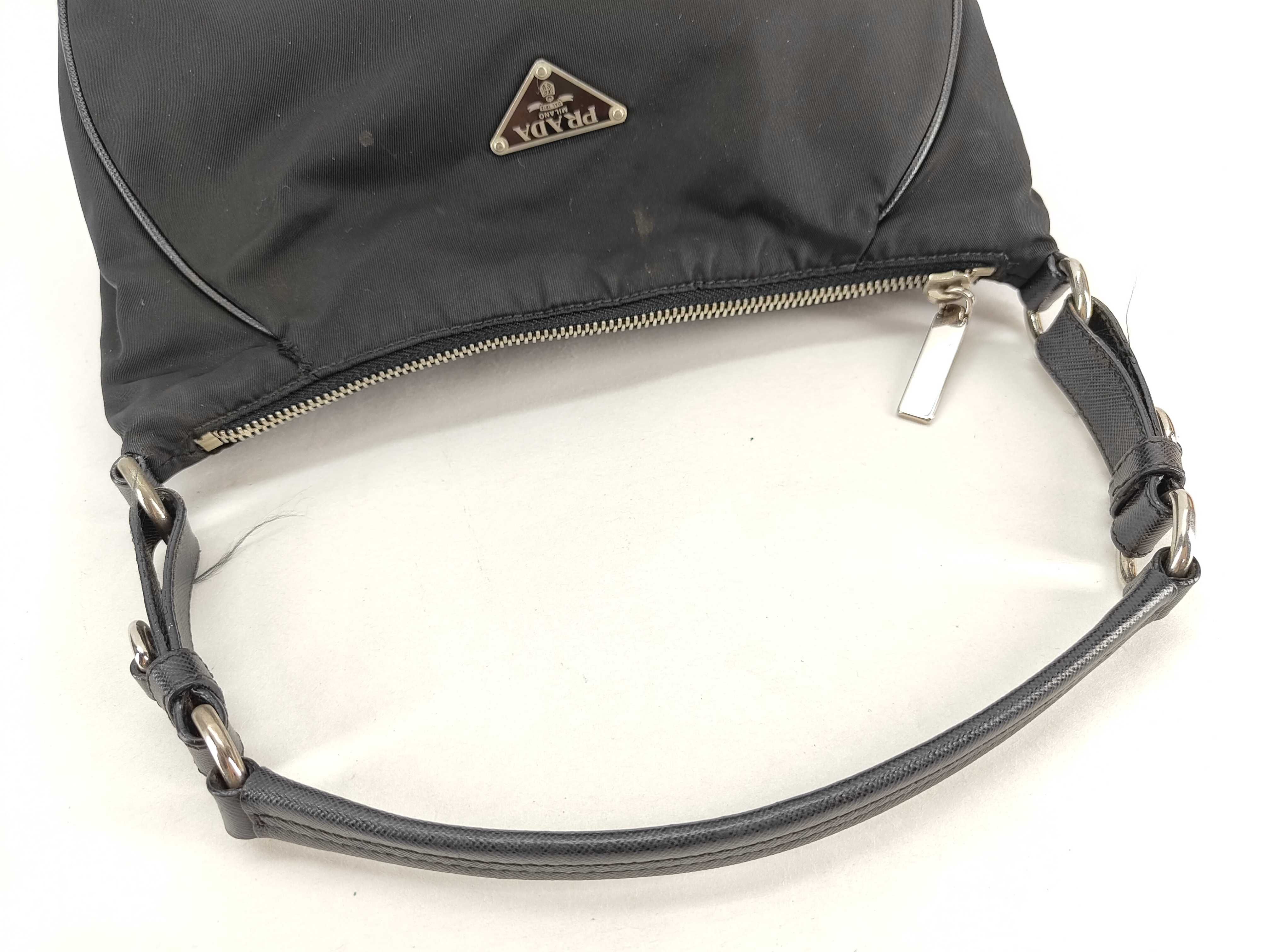 Nylon Prada Handbag Nylon Black Leather Shoulder Bag — view 3
