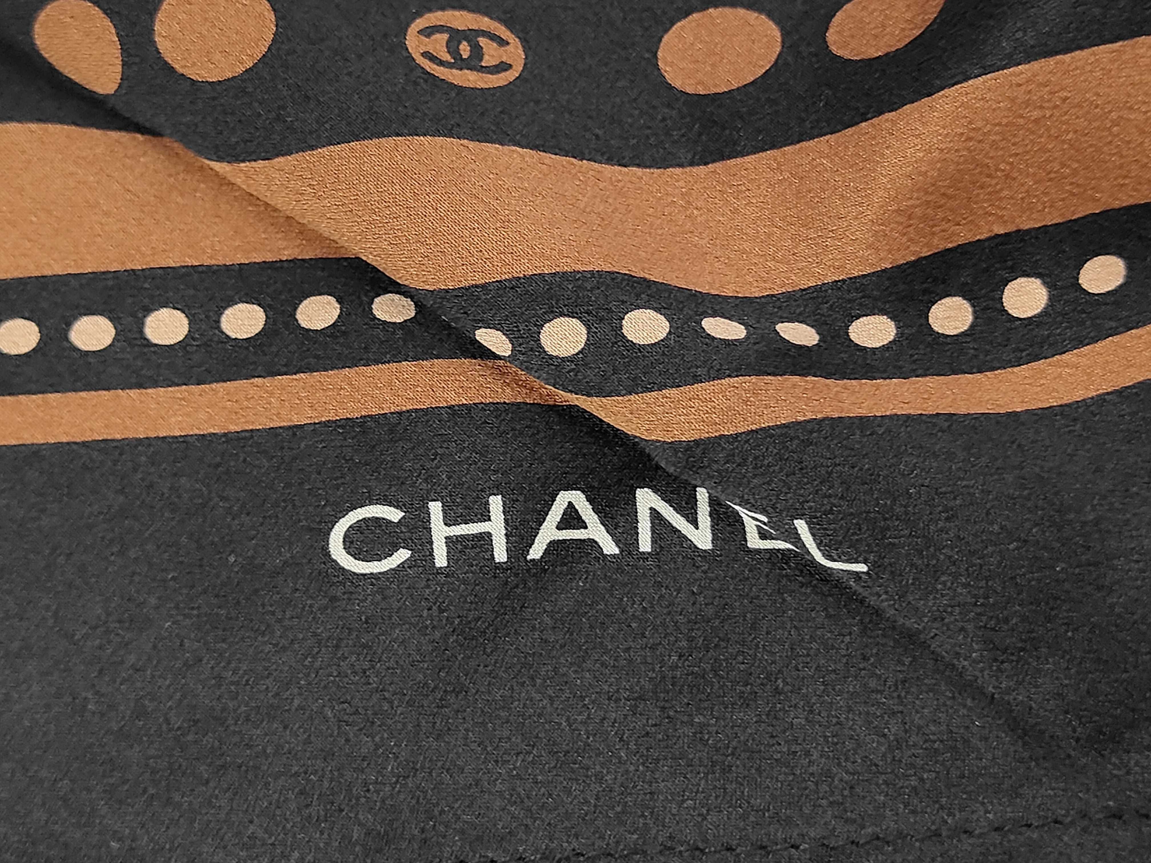Coco Mark Dot Silk Scarf Black/Brown Other Accessories — view 3