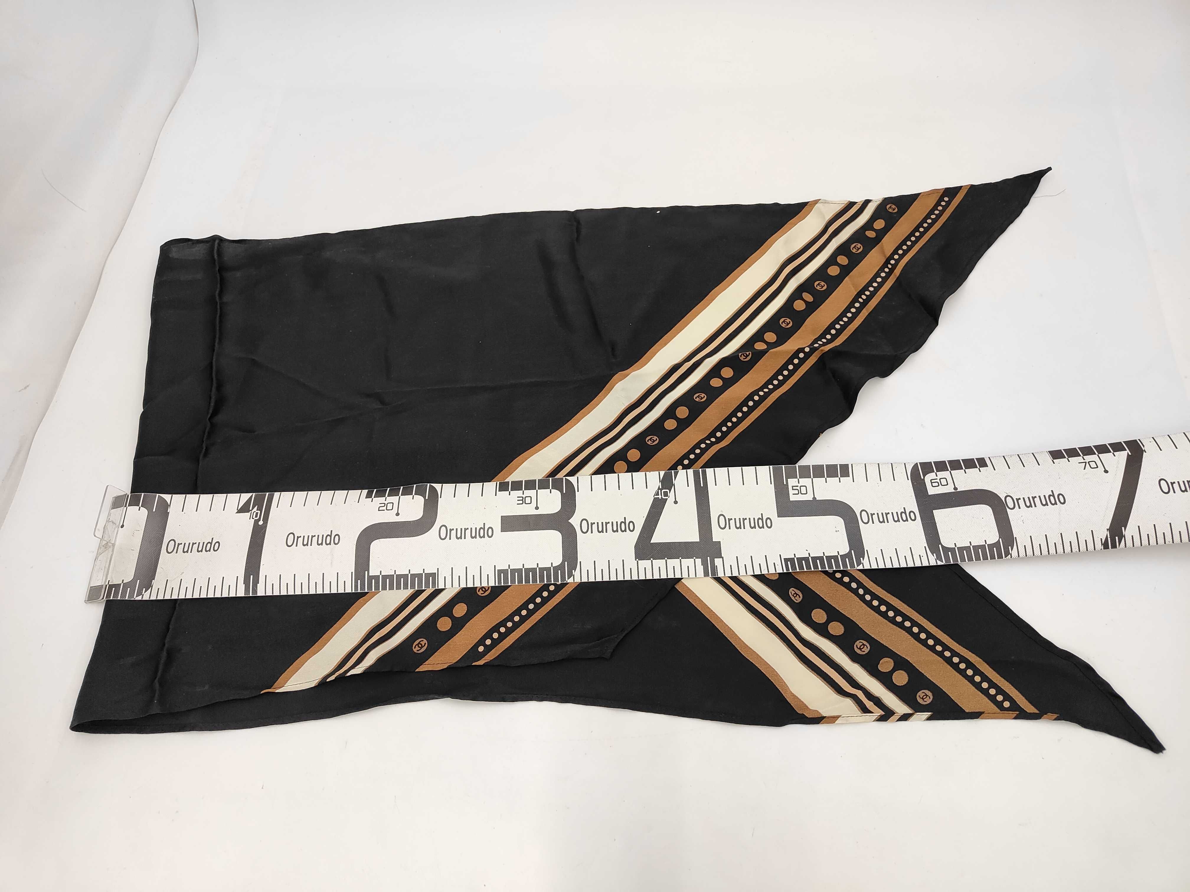 Coco Mark Dot Silk Scarf Black/Brown Other Accessories — view 7