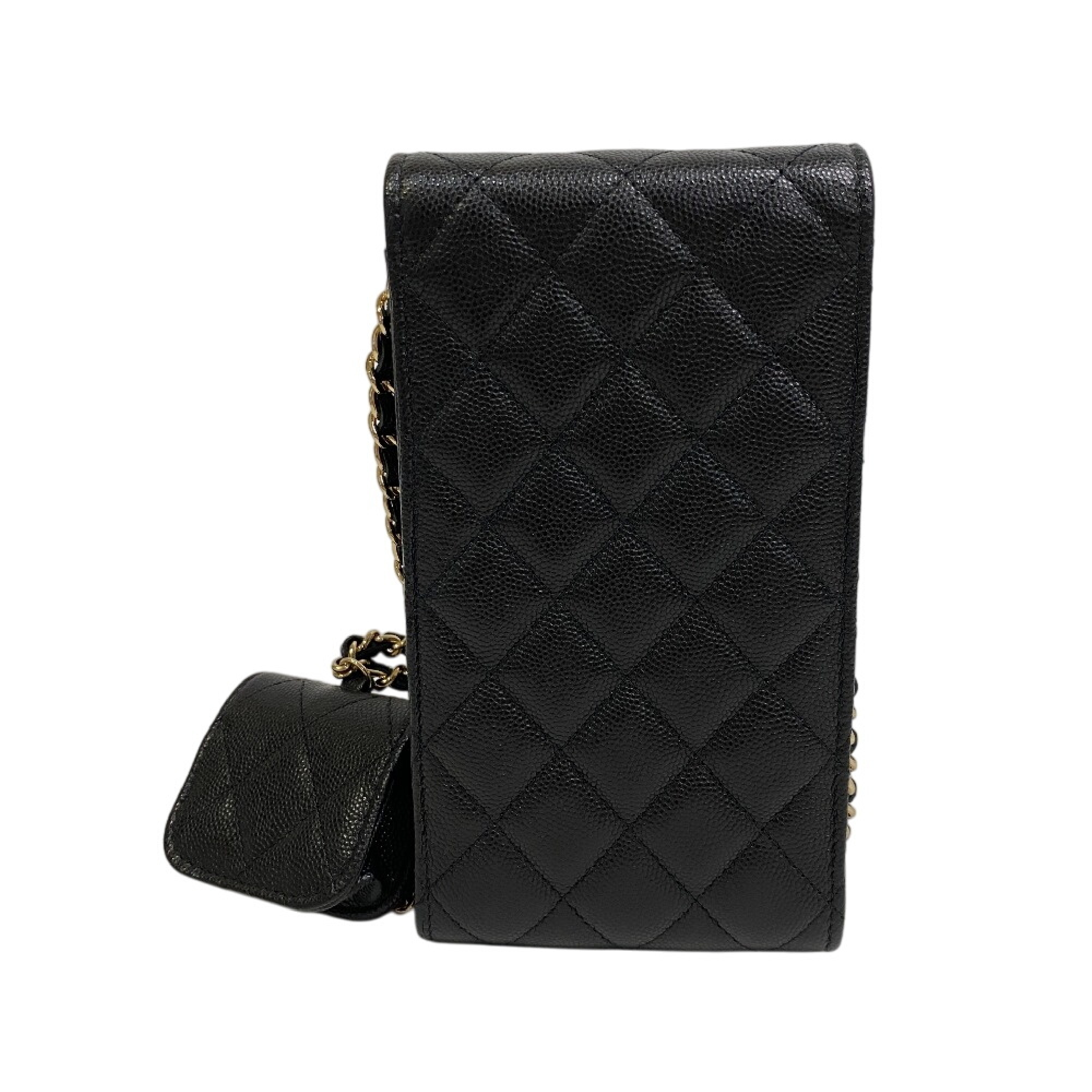 Shoulder Pouch AirPods Case Matelassé Coco Mark Rhinestone Shoulder Bag Caviar Leather Women's Shoulder Bag — view 2