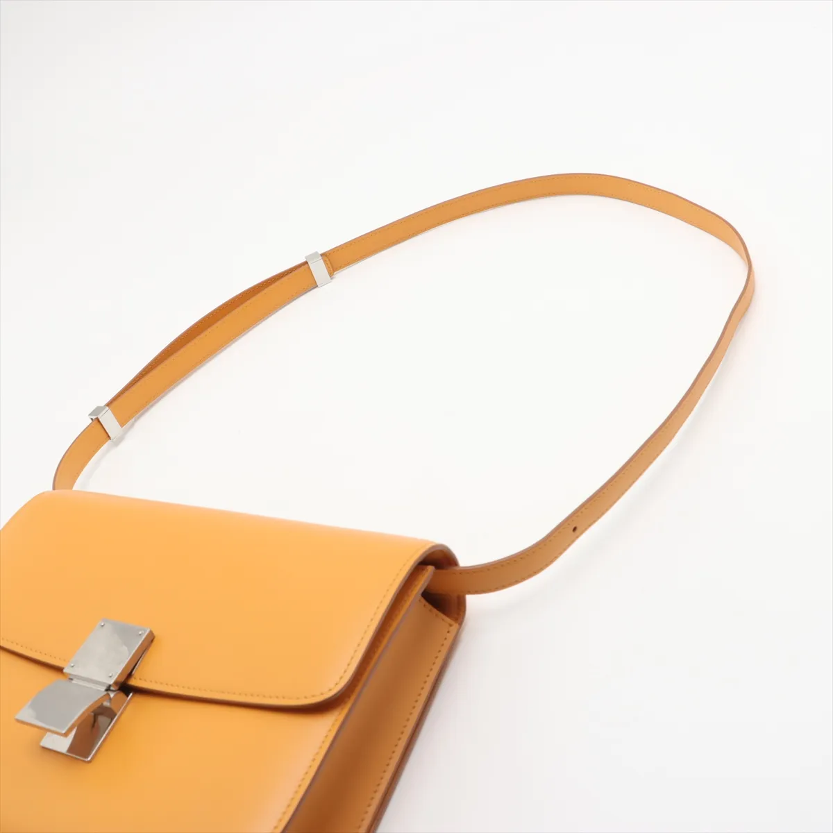 Classic Box Leather Shoulder Bag, Yellow — view 5