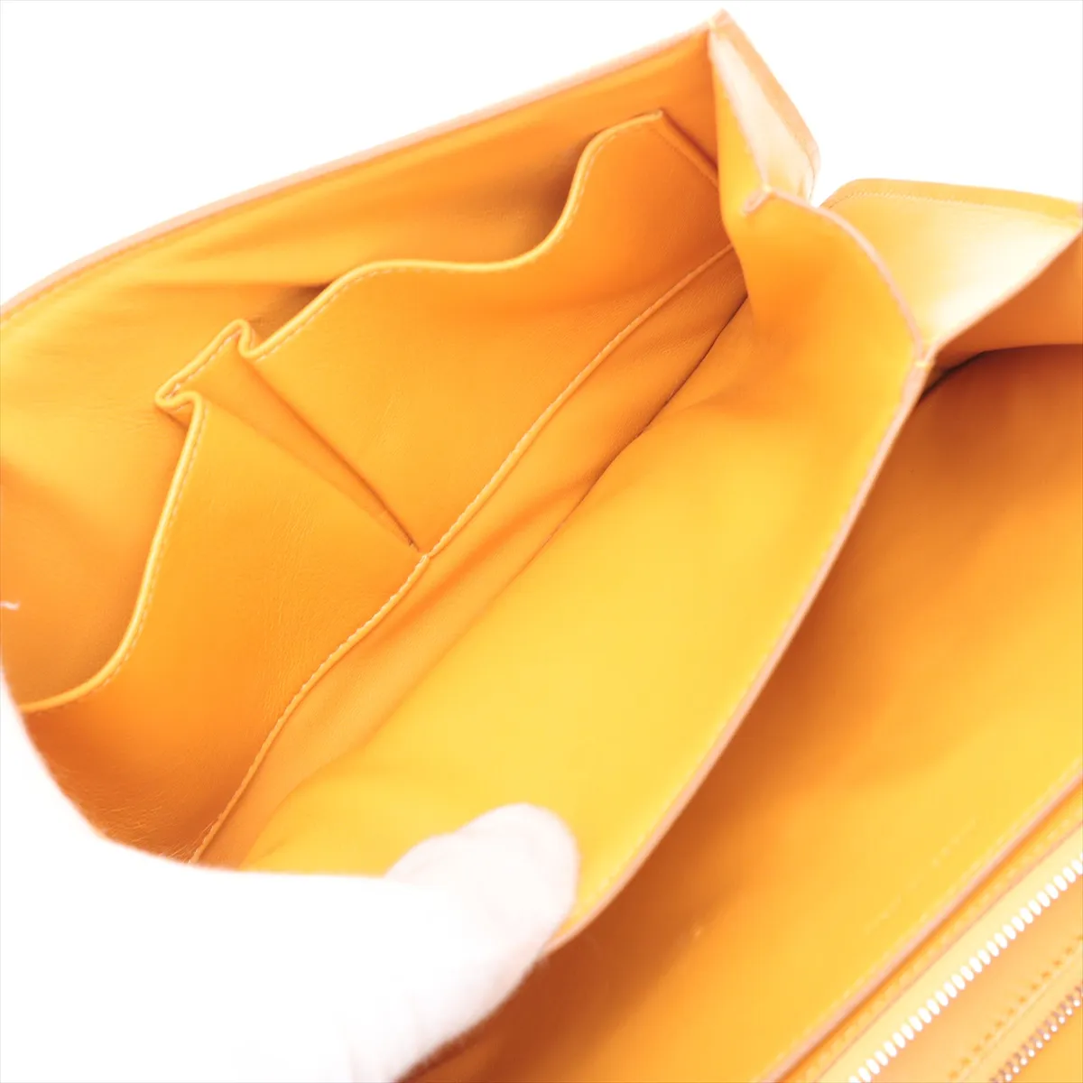 Classic Box Leather Shoulder Bag, Yellow — view 7