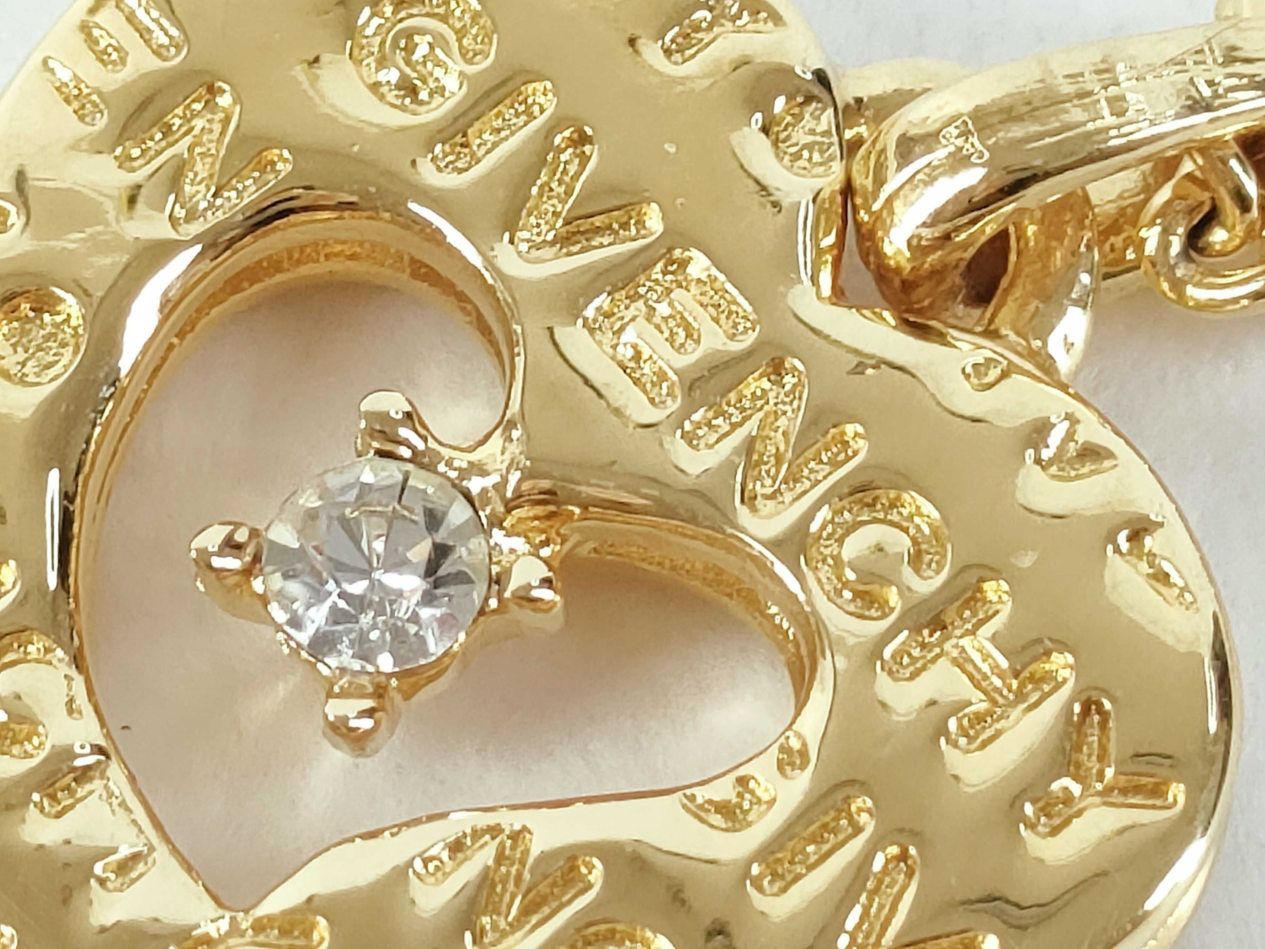 Heart Logo Rhinestone Gold Necklace — view 8