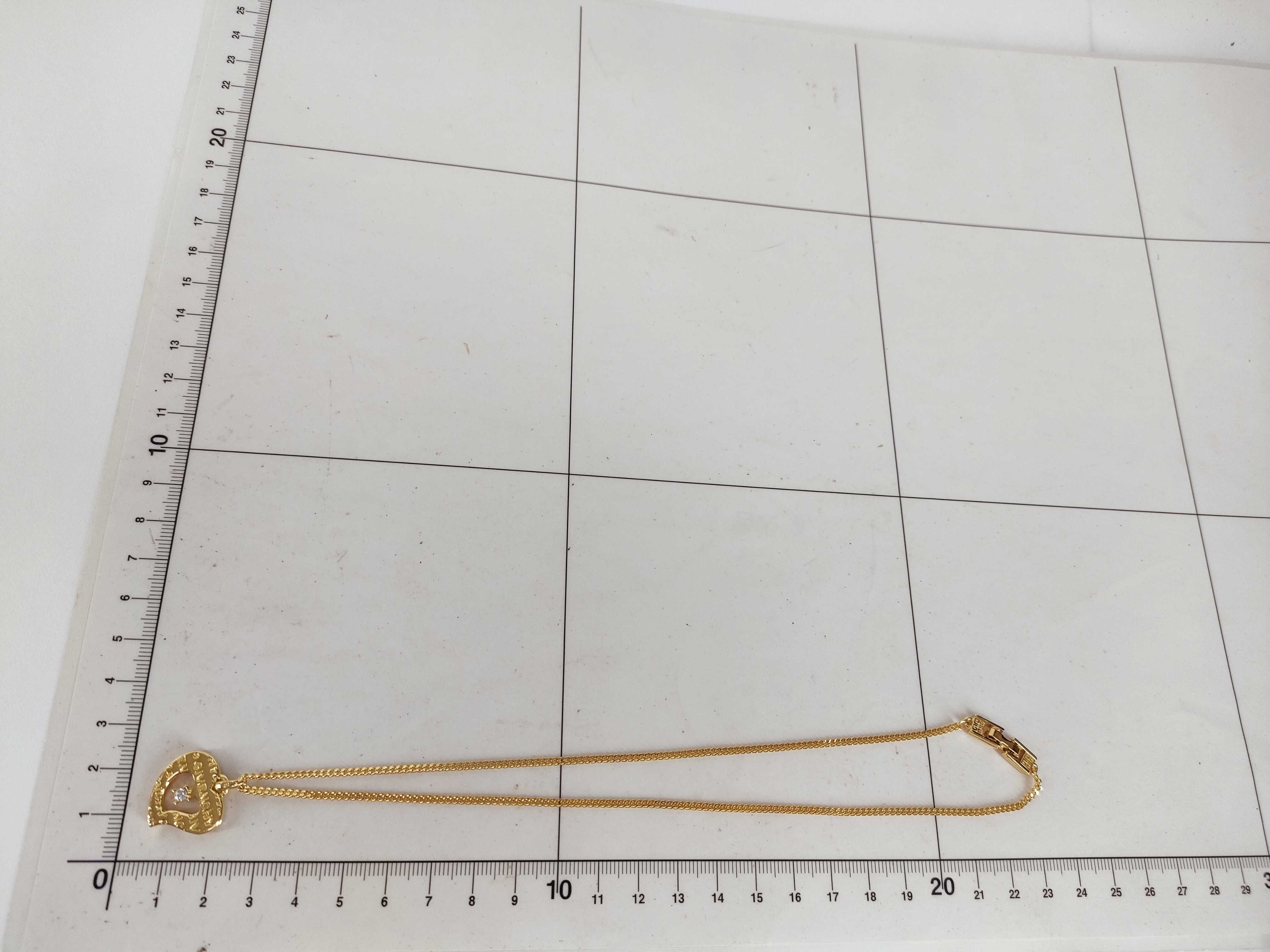 Heart Logo Rhinestone Gold Necklace — view 10