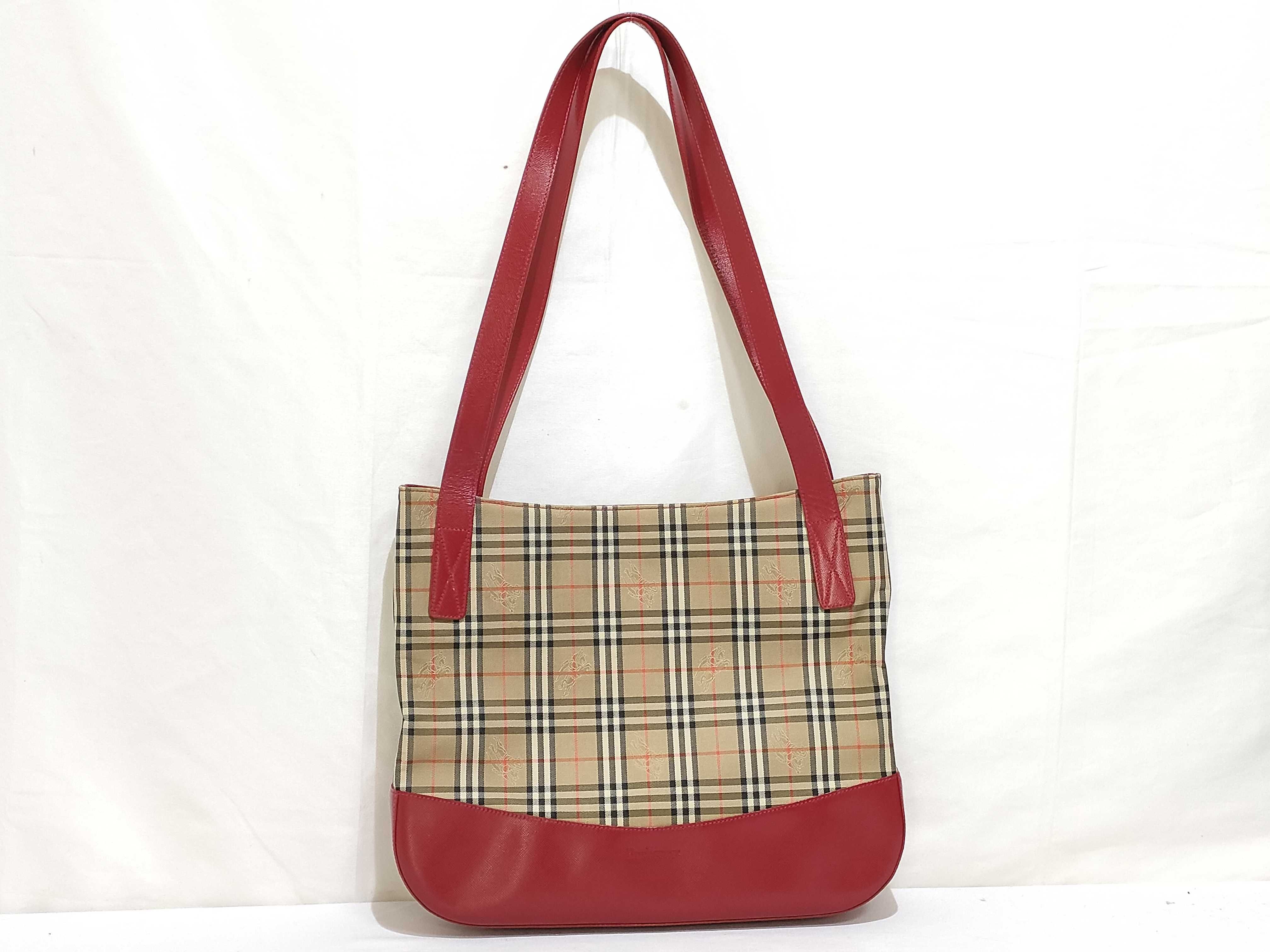 handbag, Nova Check leather, Shadow Horse pattern, red.