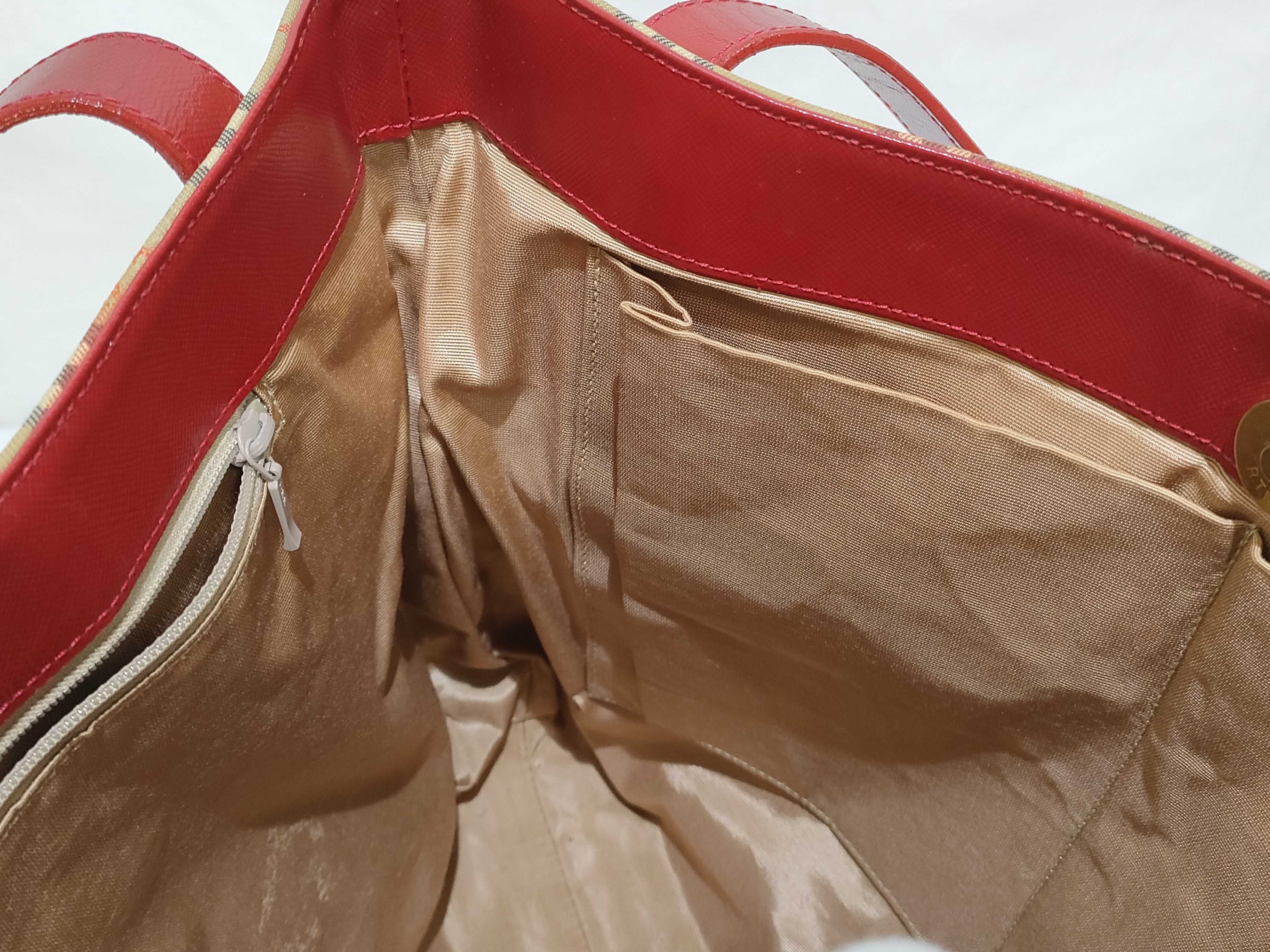 handbag, Nova Check leather, Shadow Horse pattern, red. — view 11