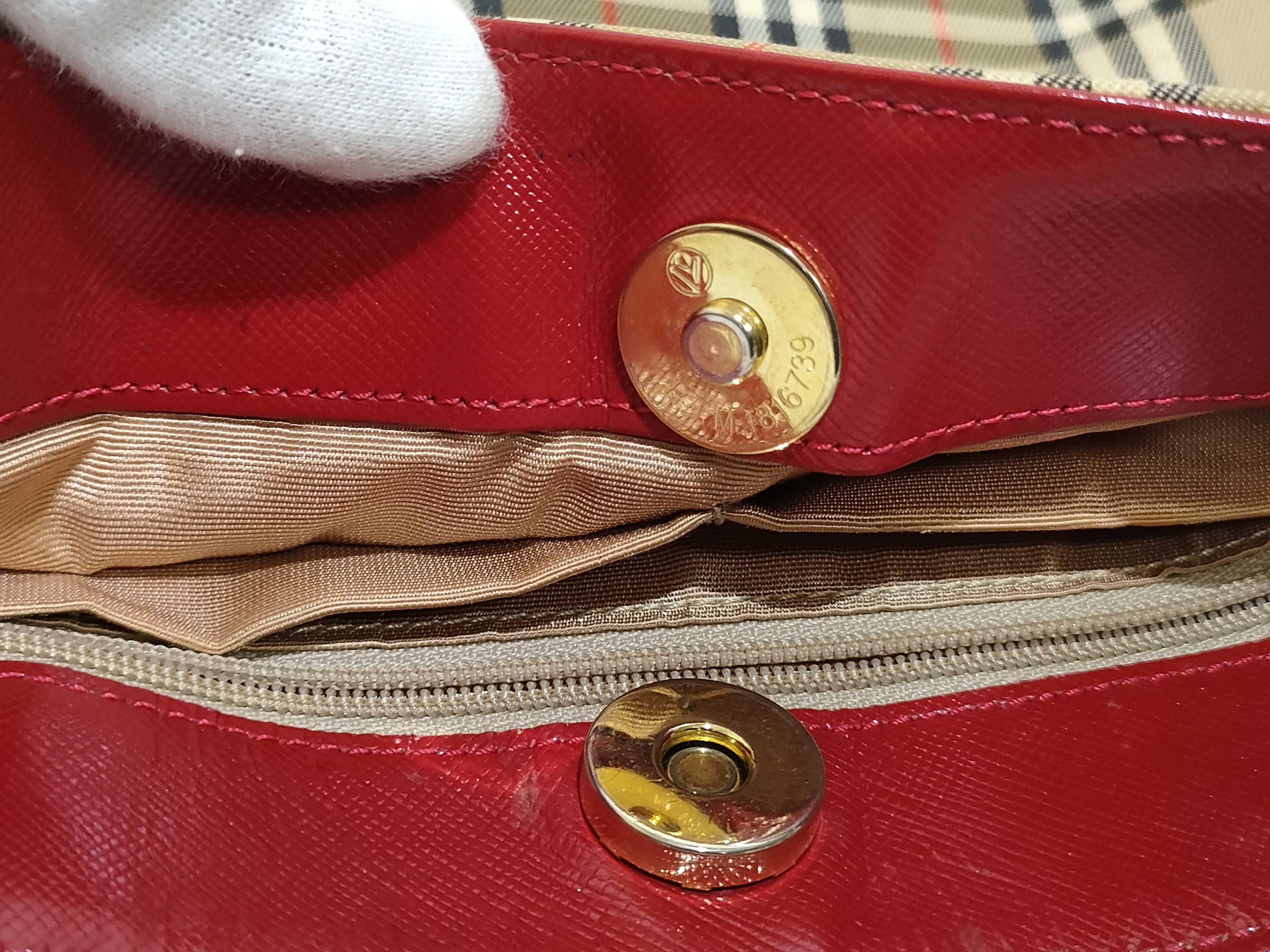 handbag, Nova Check leather, Shadow Horse pattern, red. — view 12