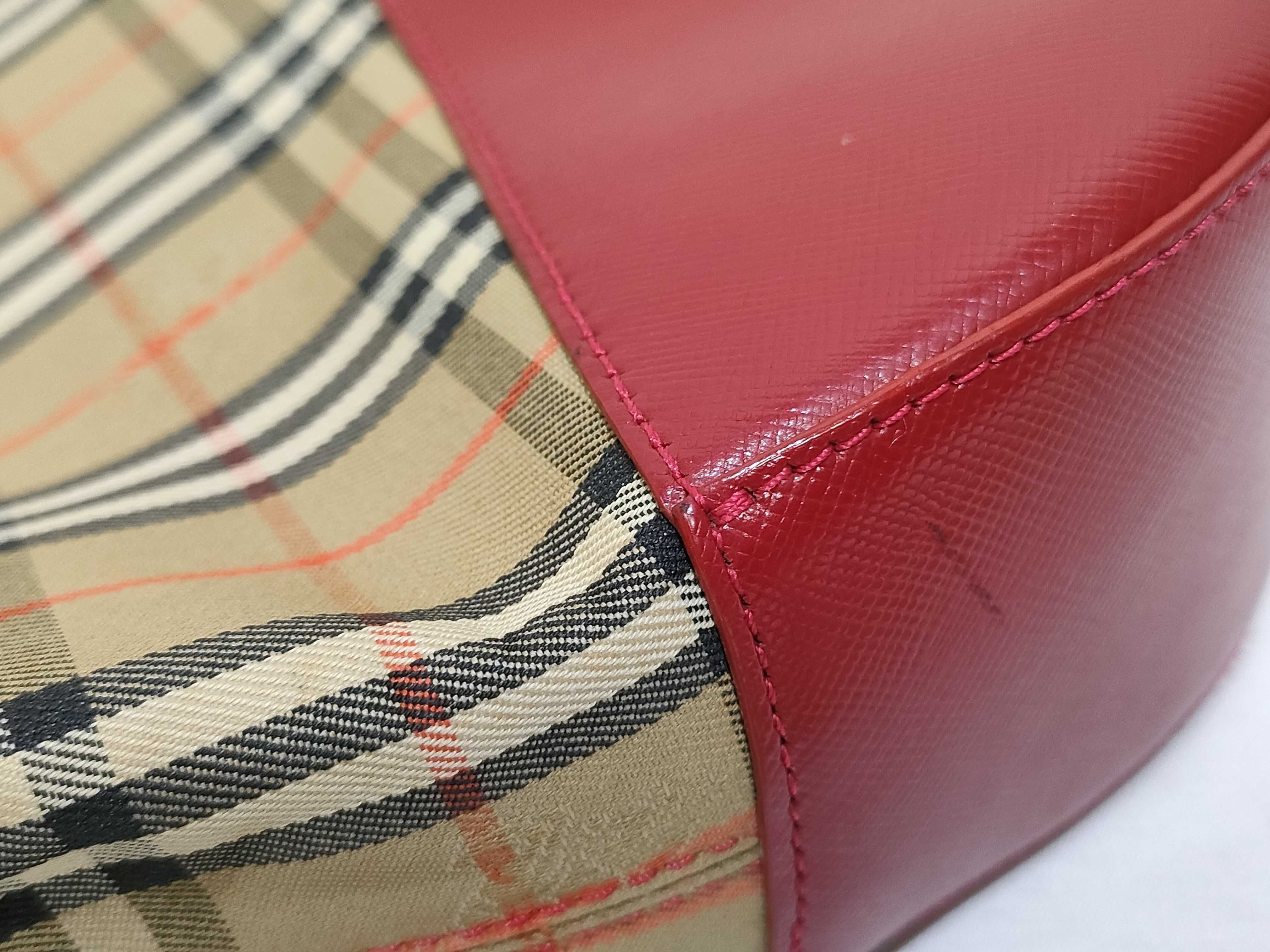 handbag, Nova Check leather, Shadow Horse pattern, red. — view 14